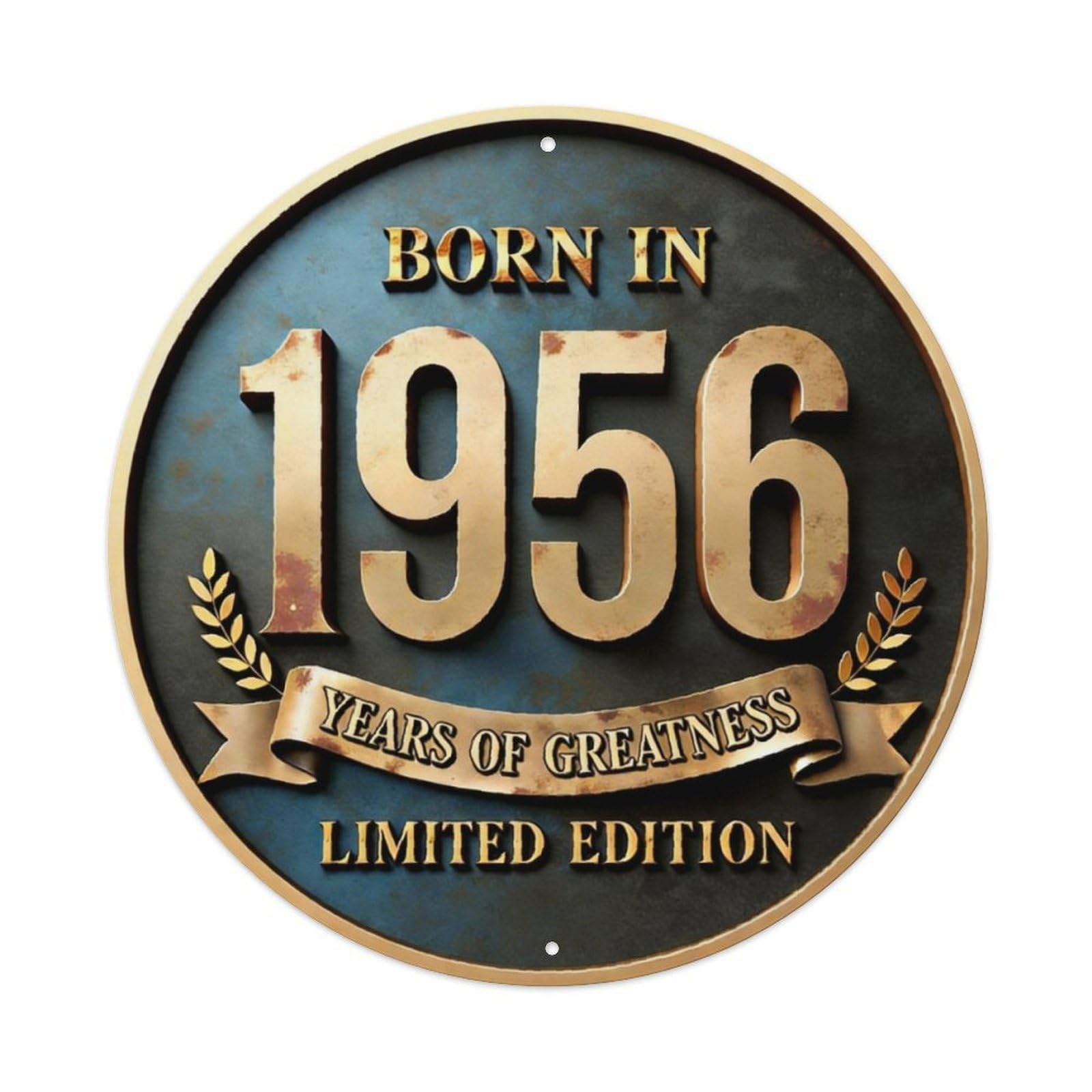 Vintage Born in 1956 Limited Edition Birthday Sign Vintage Aluminium Metal Sign, Retro Wall Decor for Home, Bar, Garage & Farmhouse 20x20cm