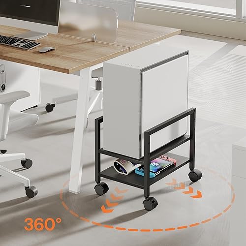 Miniatura 8 de HOOBRO Soporte para PC, soporte de torre de PC de 2 niveles que se adapta a la mayoría de torres de computadora, soporte de CPU para piso, altura