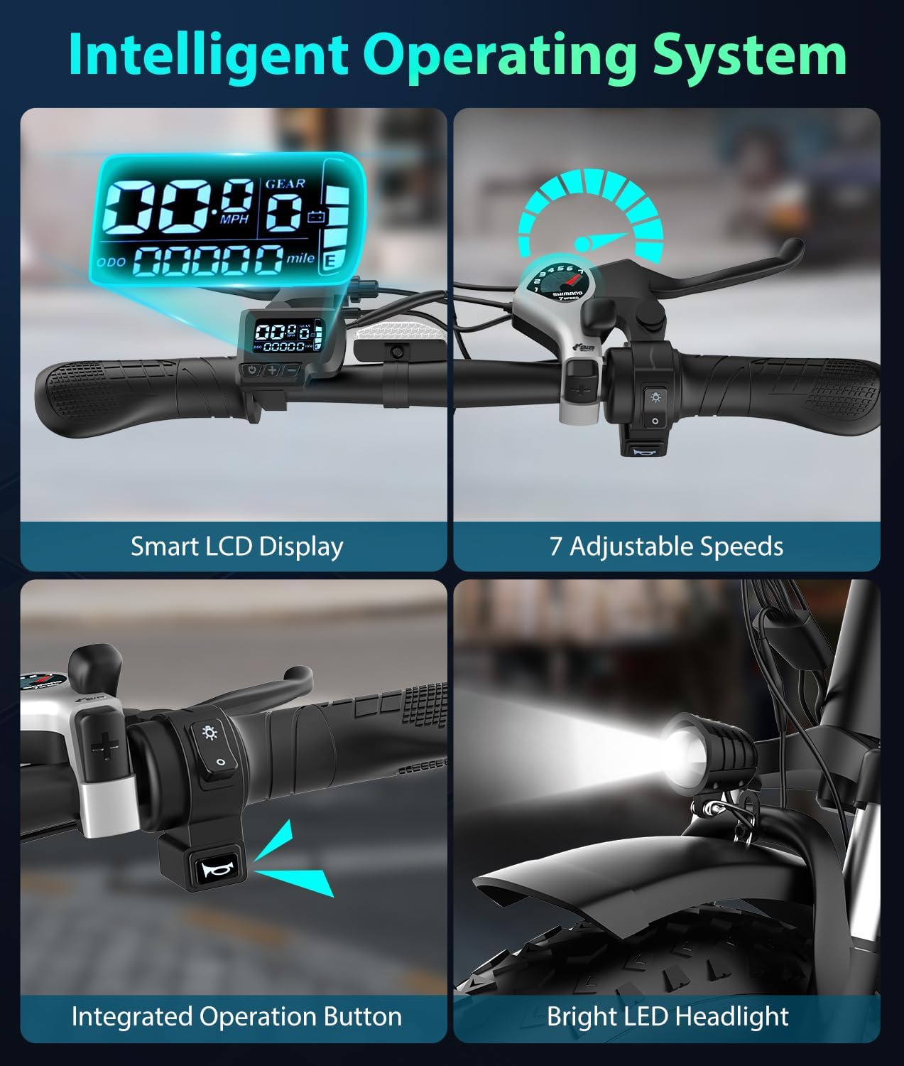 OTD Electric Bikes for Adults 750W Ebike 20MPH up to 45 Miles Electric Bicycles with Password Lock, 48V 624WH Removable Battery, 20"*4.0" Fat Tire E-Bike, 7-Speed (UL 2849)