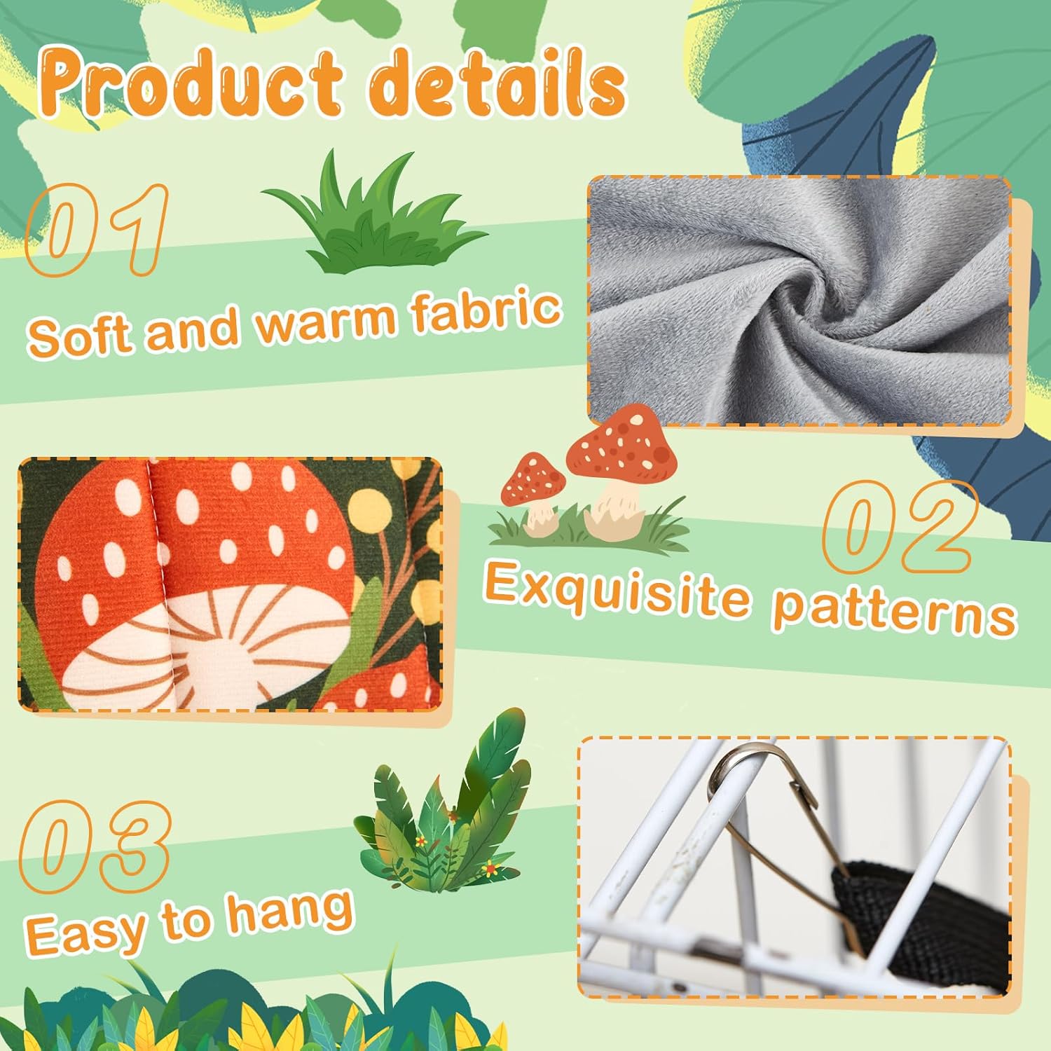 6 Pack Ferret Rat Hammock Set Guinea Pig Hideout Bed, Pet Hanging Tunnel Glider Toy Washable Large Hammock Toy Hideout Cage Accessories for Animals Squirrel, Bunny Chinchillas Hamster 3 71huSMEMsSL. AC SL1500