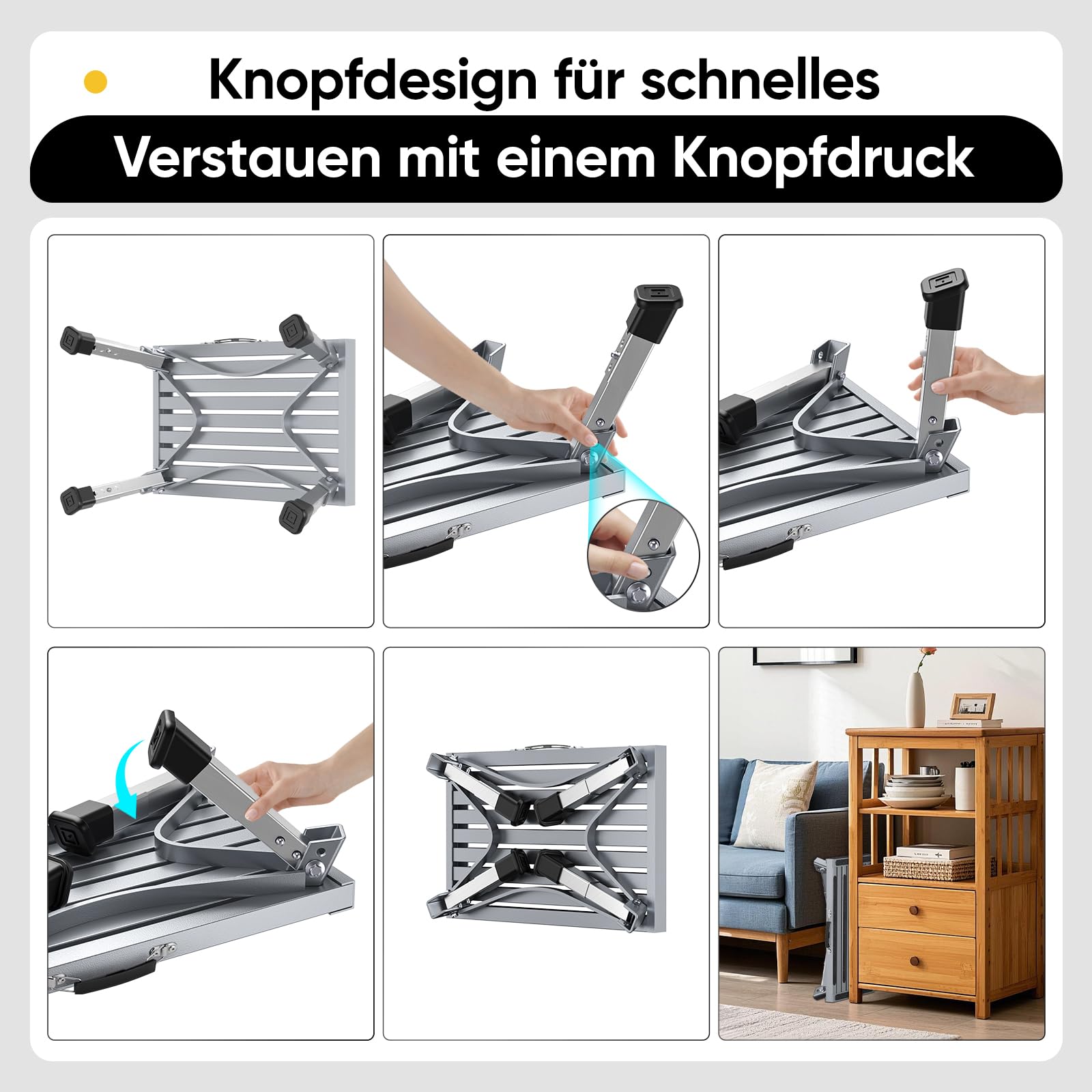 Klapptritt Trittstufe mit Griff, 4-stufige Höhenverstellbarer Tritthocker, 350kg Belastung und Anti-Rutsch, für Wohnmobile, Garten, Camping