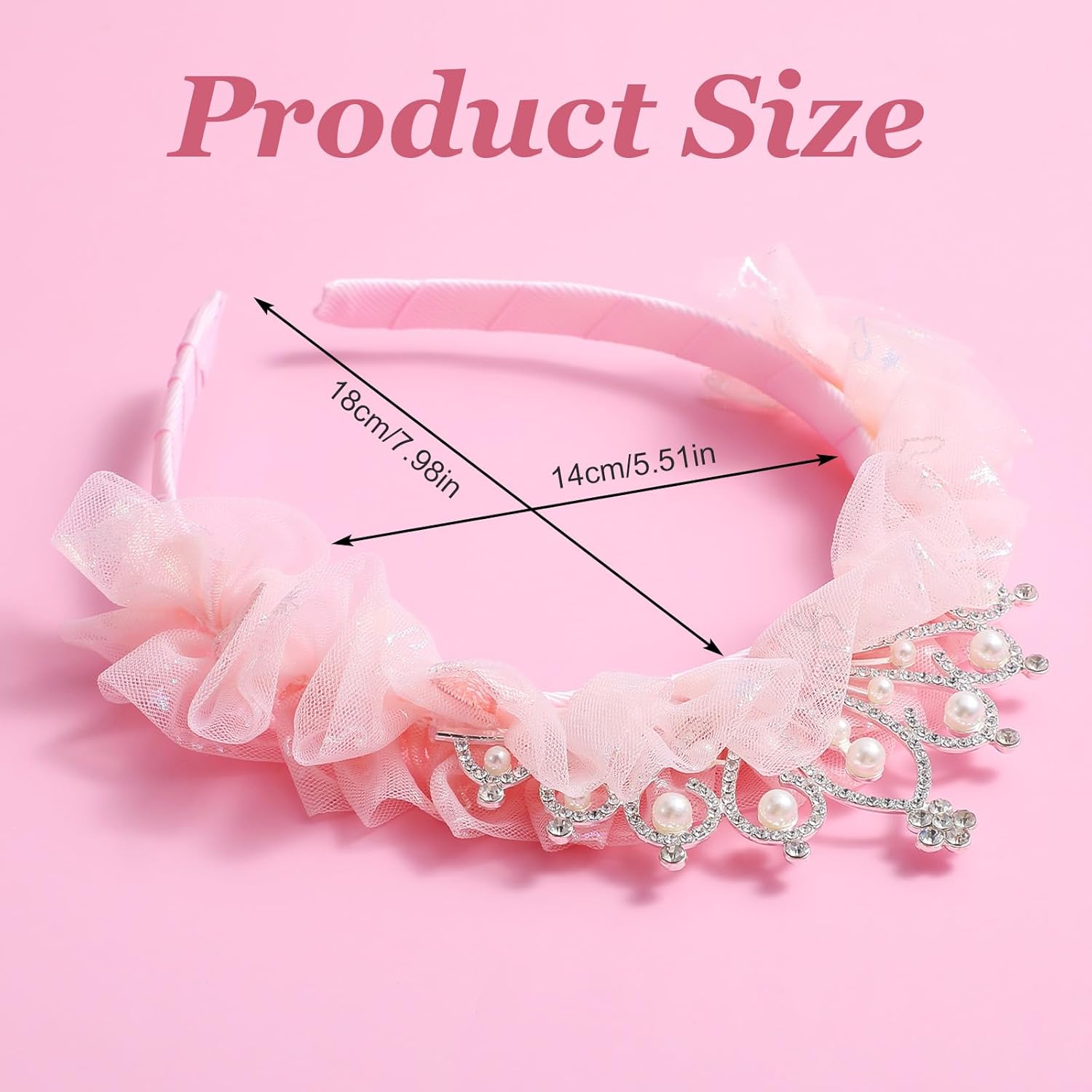 Yolev Princess Crown, Tiara Headband, Princess Tiara for Girls, Cute Pink Fairy Crown, Girl's Party Decorations Head Bands
