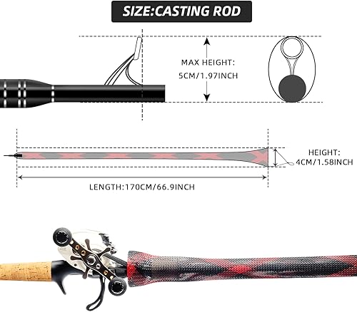 Miniatura 2 de SF Fishing Rod Sock Fishing Rod Sleeve Rod Cover Braided Mesh Rod Protector Pole Gloves Fishing Tools for Spinning Fishing Rod,Casting Rod,Musky