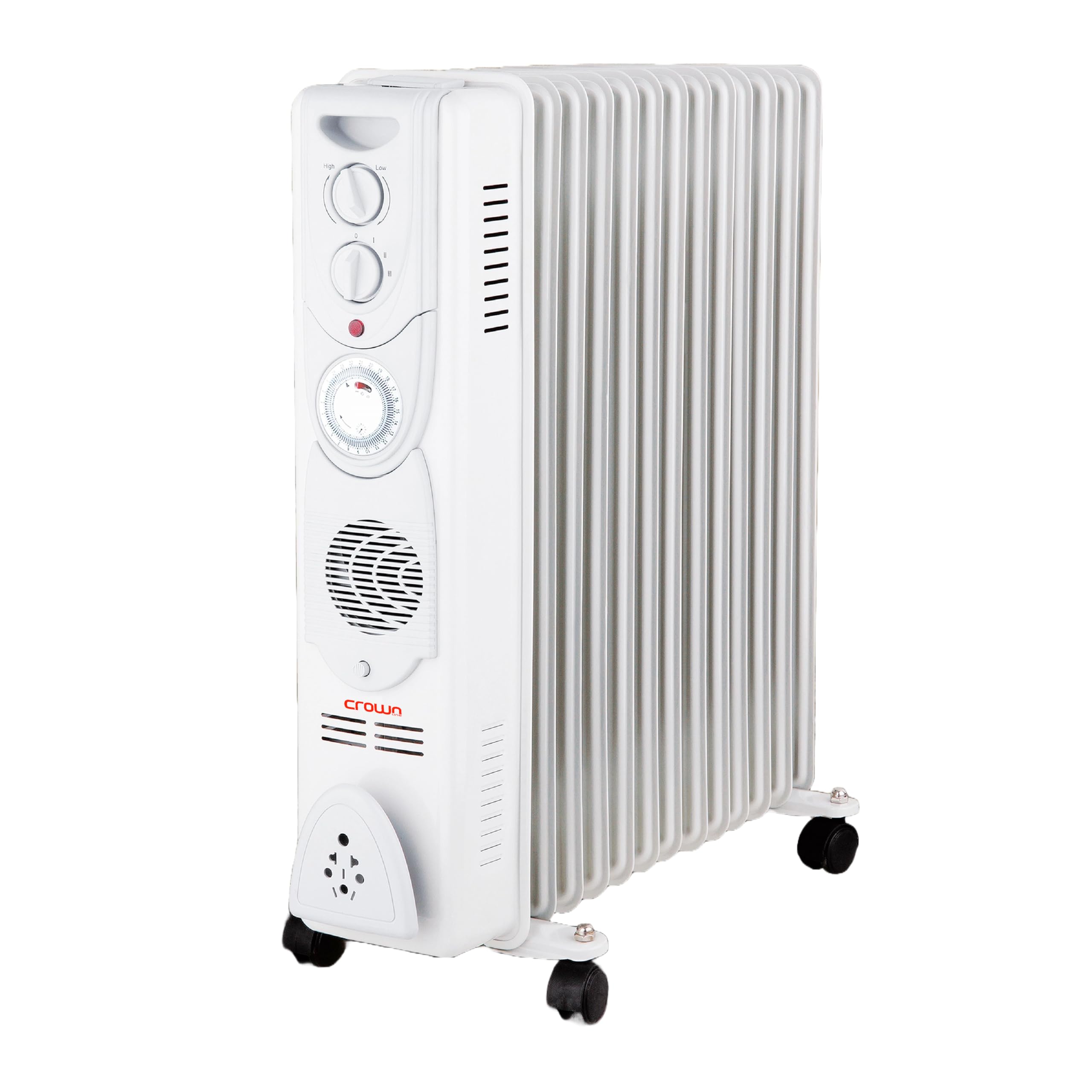 Crownline HT-393 13-Fin Oil-Filled Radiator Heater | Portable Energy-Efficient Electric Heater | 3 Heat Settings (1000W / 1500W / 2500W) | Overheat Protection | 24-Hour Timer for Home & Office