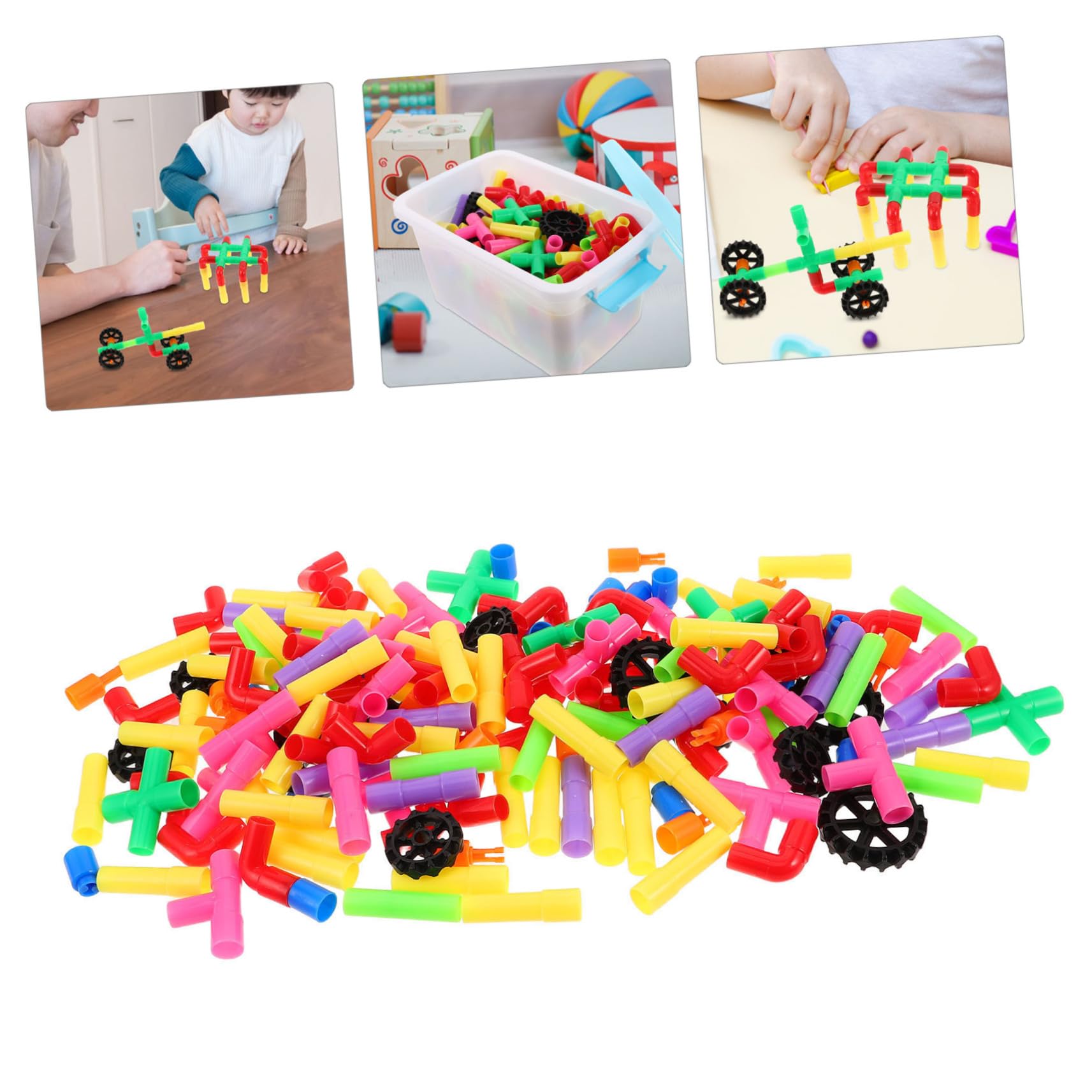 Rohrbausteine für Kleinkinder und Vorschulkinder mit Vielfarbigen Steckbausteinen als Lernspielzeug Hand-Augen-koordination und Kreativen Konstruktionsspiel
