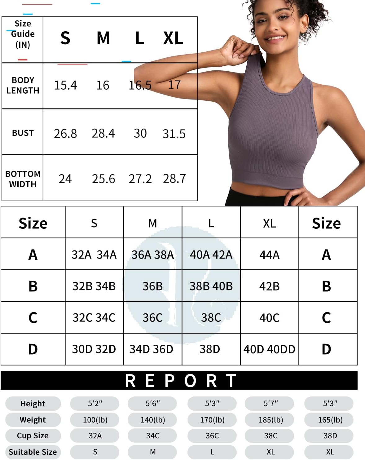 RUNNING GIRL Sports Bras for Women High Impact Seamless Ribbed Longline High Neck Workout Crop Tank Tops Padded - Image 5