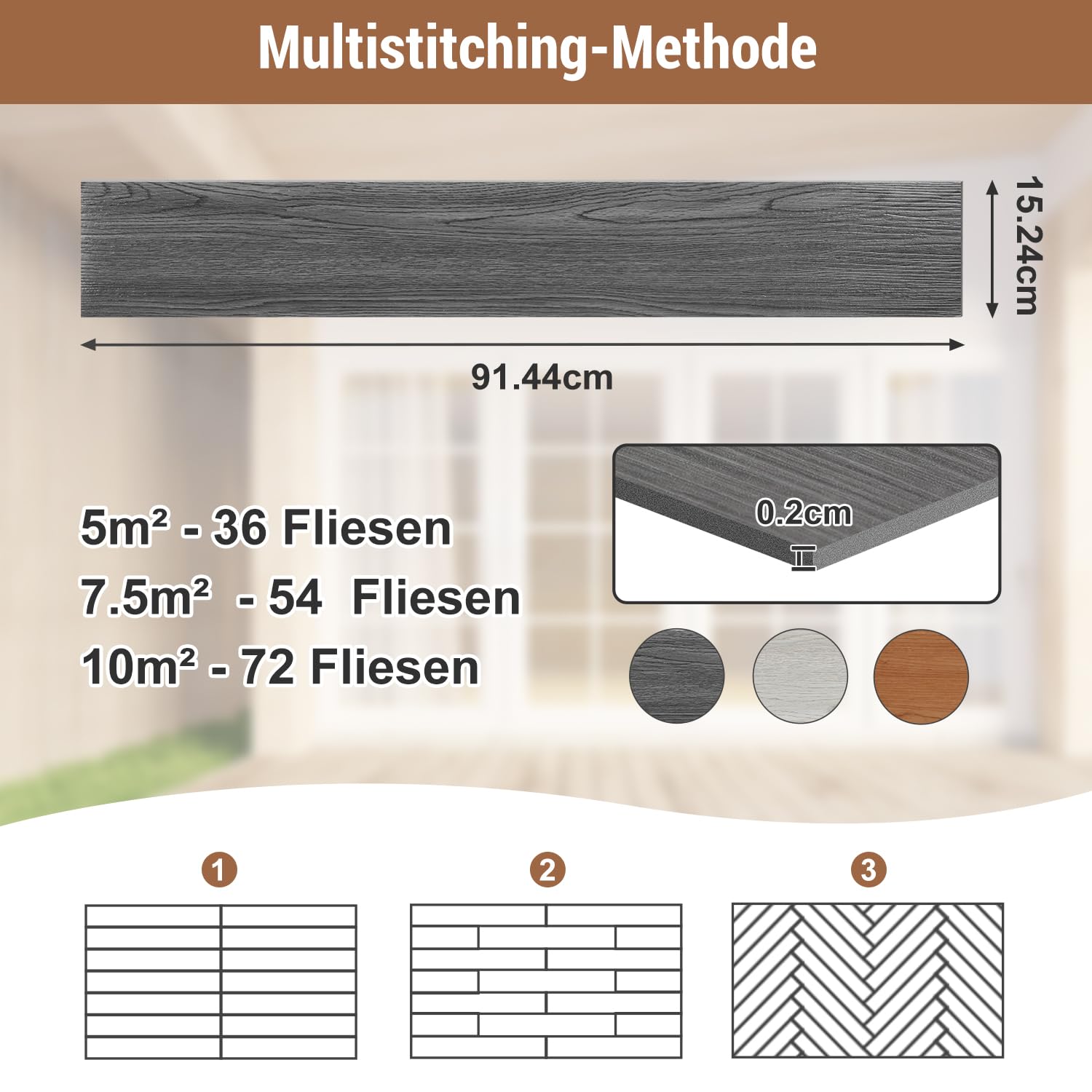 Suelo de PVC autoadhesivo, suelo de vinilo, efecto madera, antideslizante, impermeable, difícilmente inflamable, 10 m²/72 azulejos, gris oscuro roble