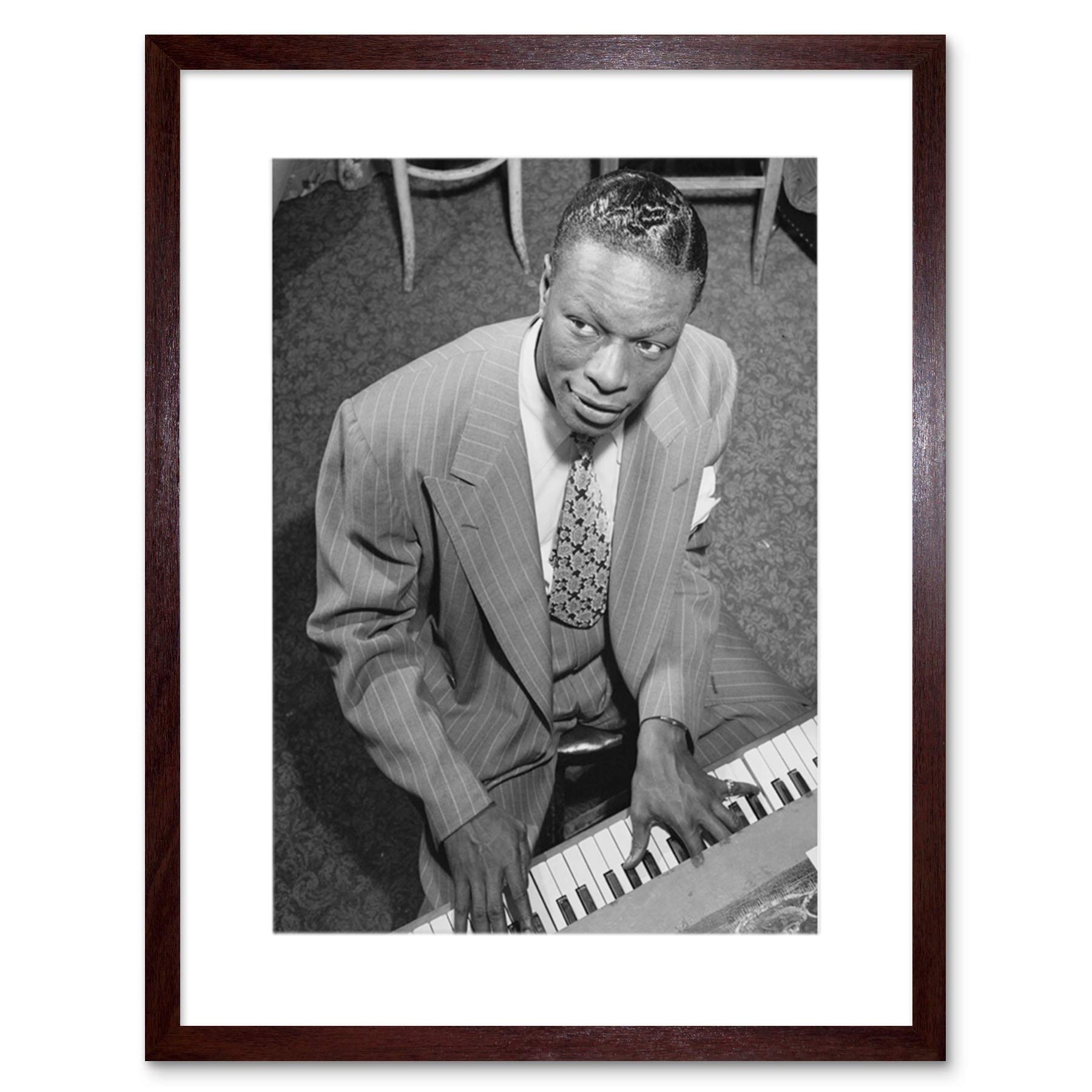 Wee Blue Coo Vintage Portrait Legendary Musician Nat King Cole Framed Wall Art Print