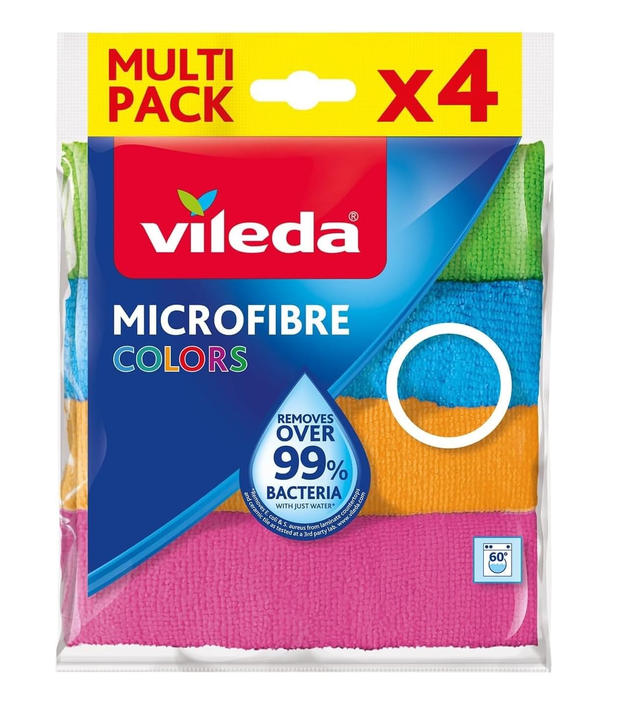 Vileda Microfibre Cloth, Absorbent, Hygienic, Versatile, Durable & Washable 30x30cm - 4 PcsVileda Microfibre Cloth, Absorbent, Hygienic, Vers…
