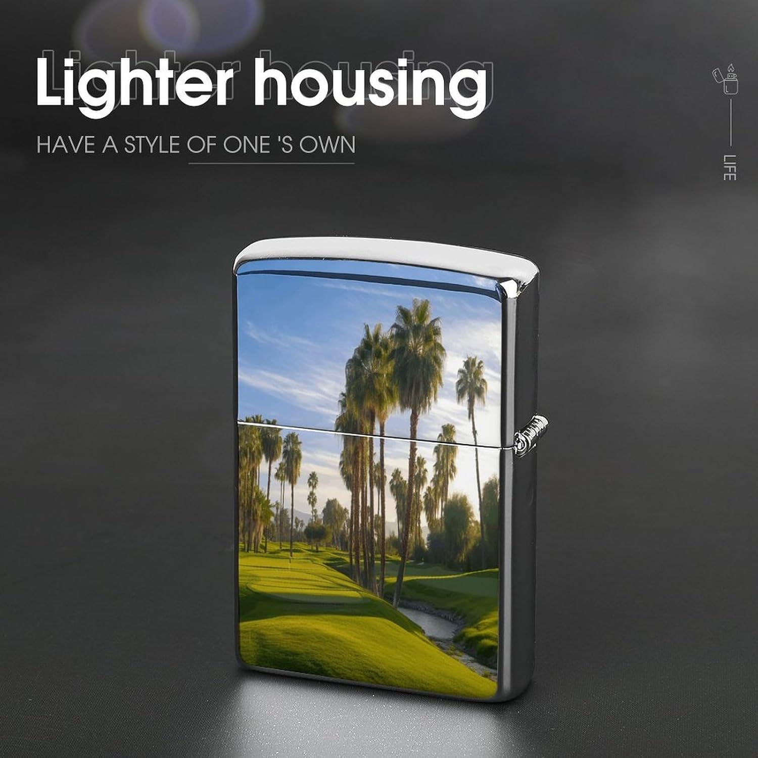Palm Tree Golf Course Metal Lighter Case Cover Lighter Sleeve