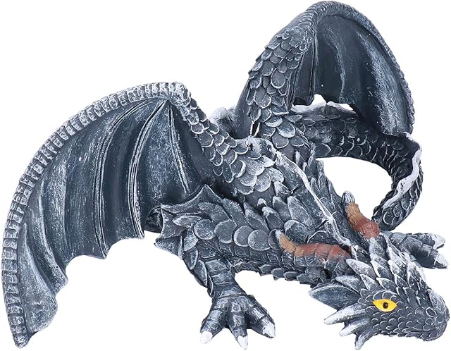 yaogohua Outdoor Decor, Big Squatting Dragon Sculpture Resin Gardening Ornaments, Outdoor Statue for Garden Balcony Outdoor Decoration