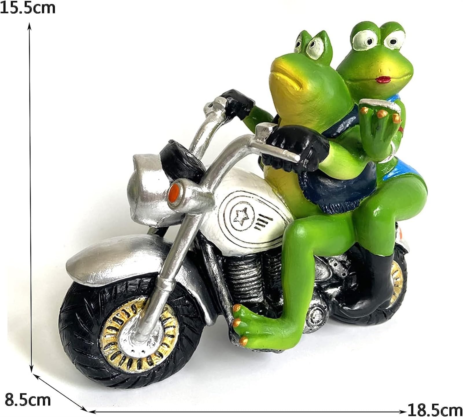 SADEW Żaby para na motocyklu dekoracje ogrodowe zabawny motocykl żaba statua ozdoby z żywicy do ogrodu kryty odkryty podwórko Patio,