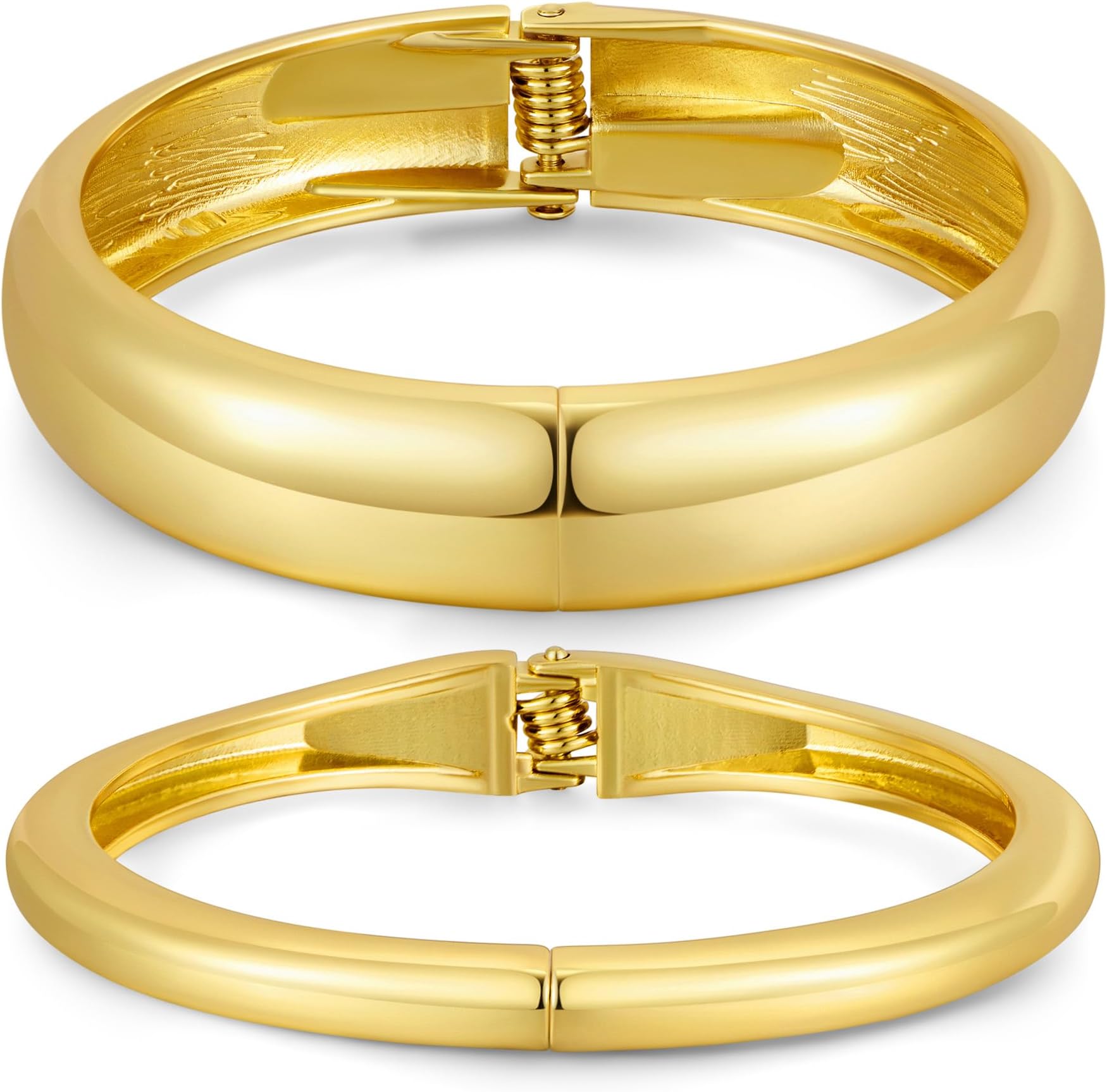 Gold Bangle Bracelets for Women Cuff Stackable Waterproof Non Tarnish Bracelet Stack Silver Plated 14k Chunky Bangles Jewelry Set for Woman