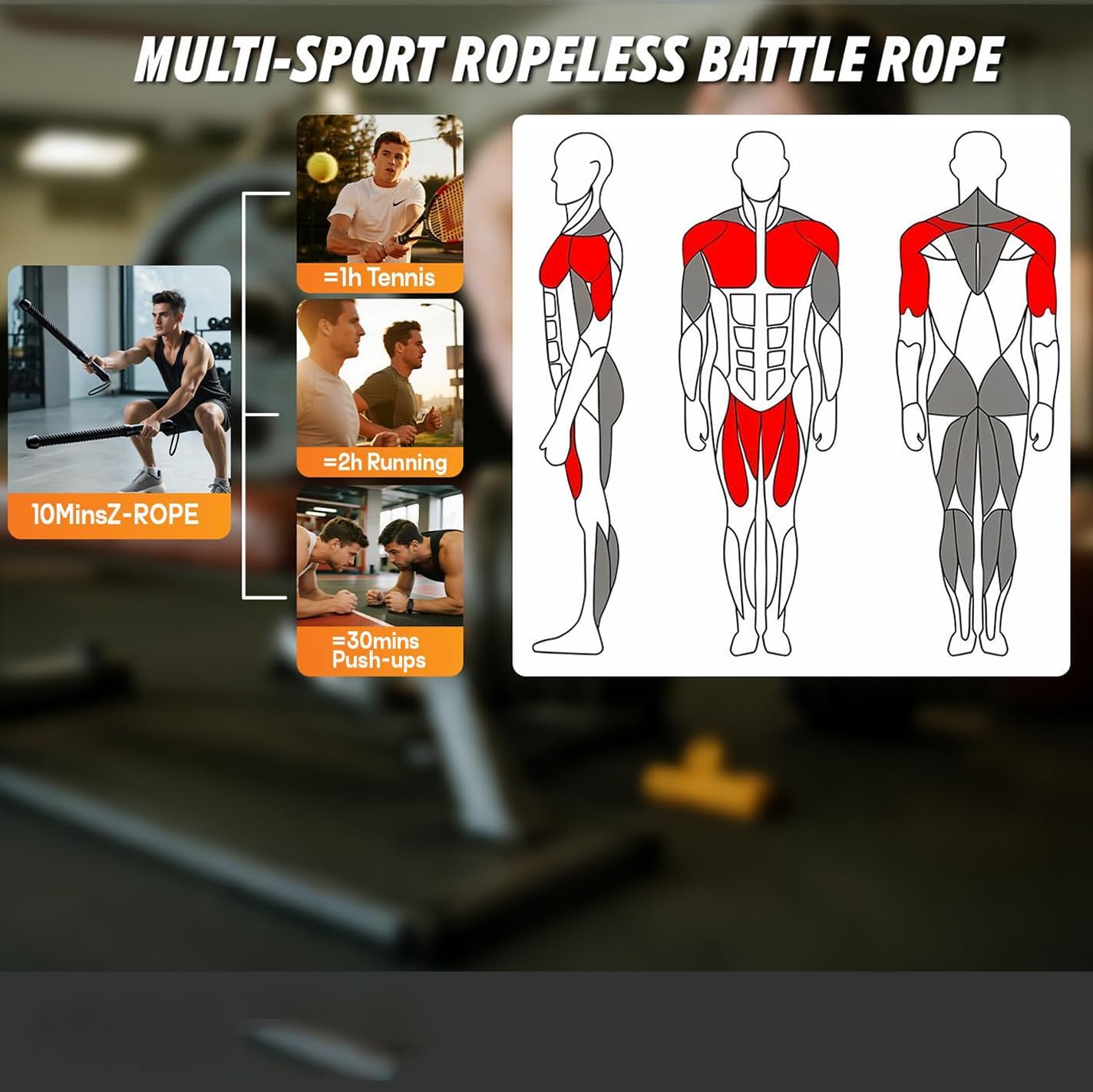 Weighted Ropeless Battle Ropes - Workout Rope for HIIT, Full-Body Exercise, Portable Fitness Equipment for Men & Women