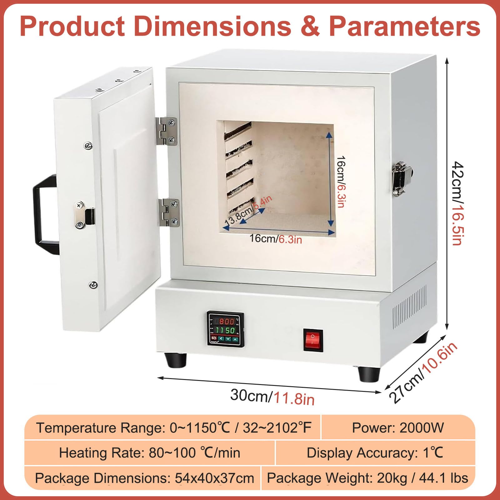Forno Elettrico per Ceramica a Casa, Forno di Fusione da 2000W, Forni per Ceramica, Forno per Trattamento Termico a 1150℃ con Display Digitale Intelligente per La Creazione di Gioielli