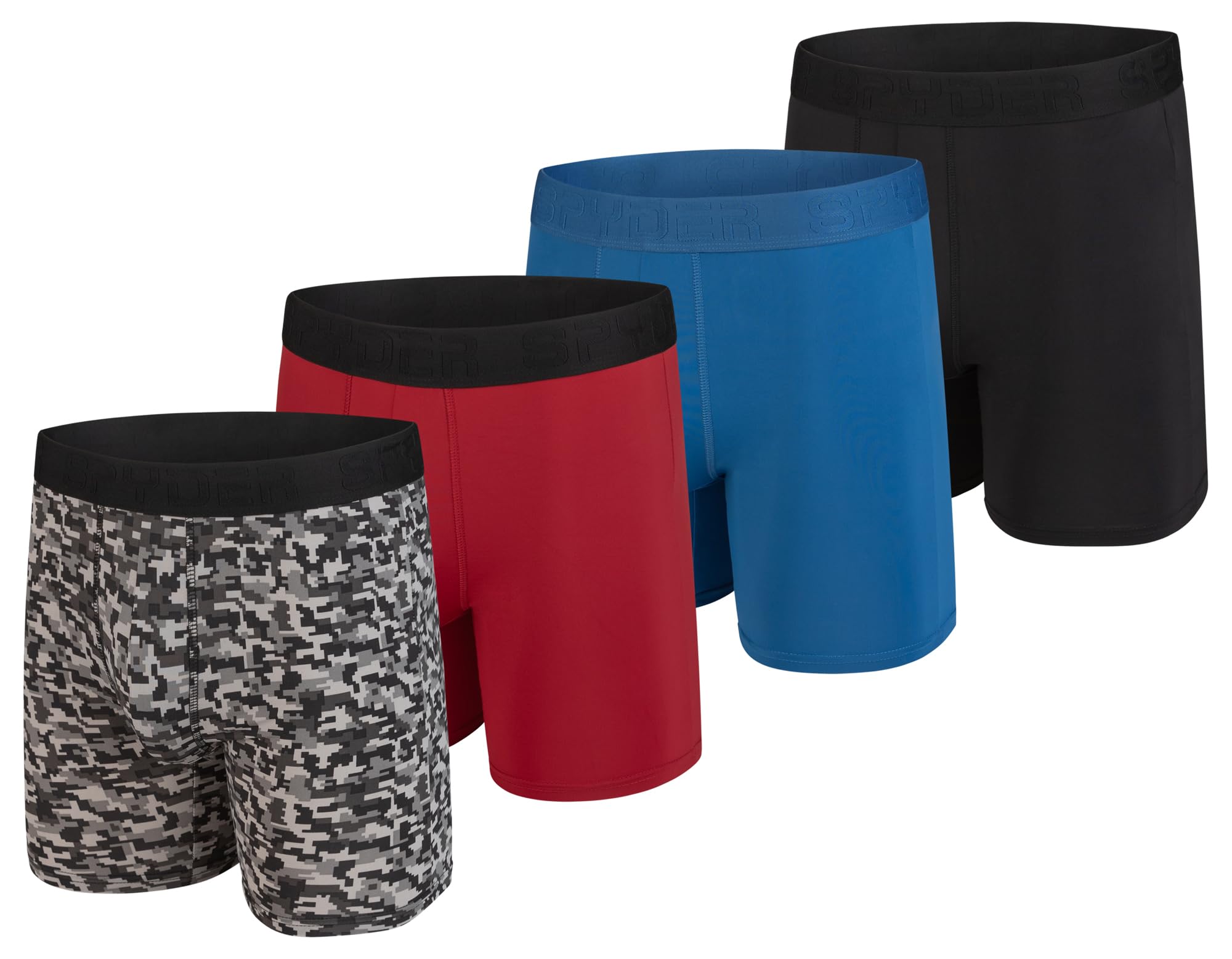 Spyder Men's 4-Pack Variety Liquid Cool Active Performance Athletic Underwear Boxer Briefs