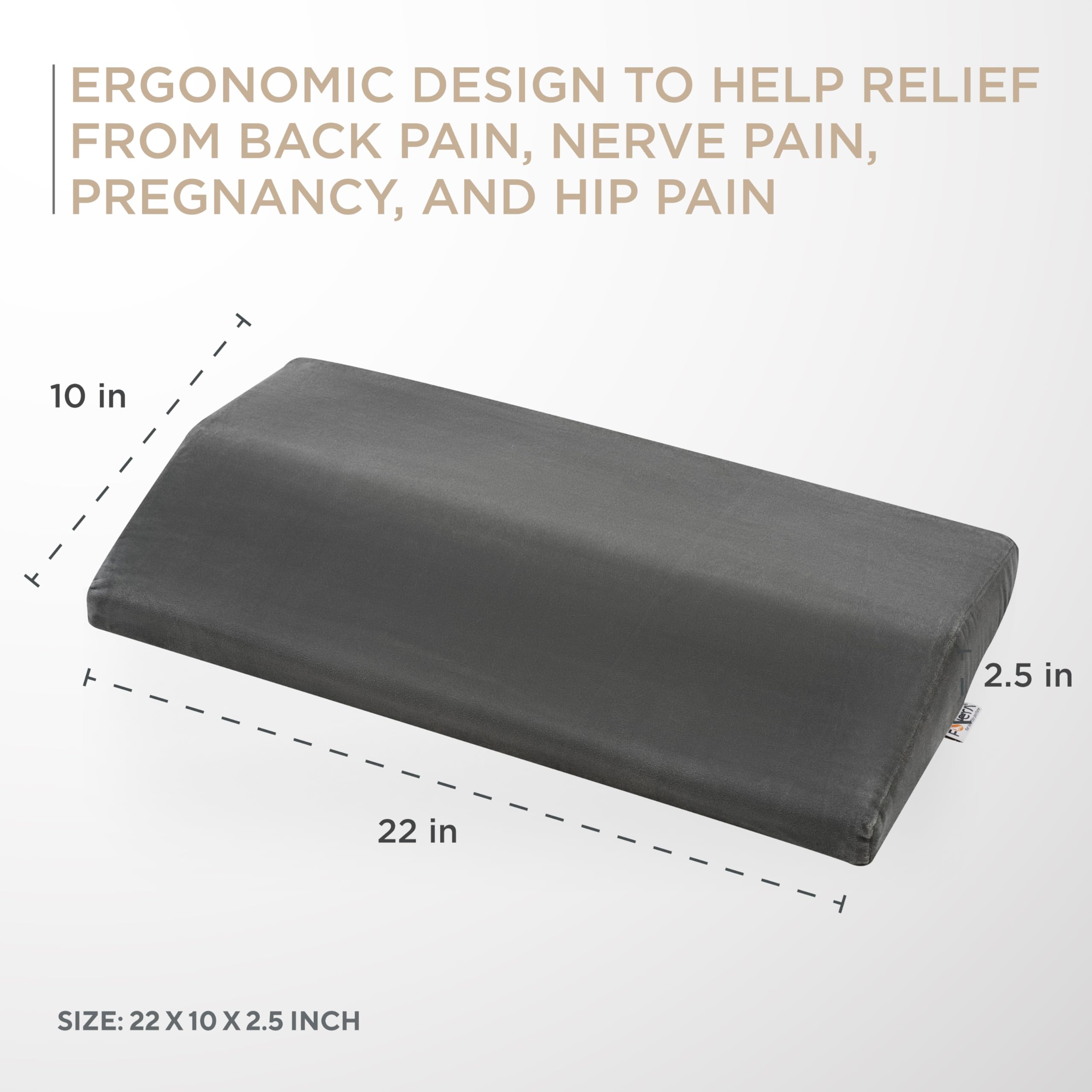 FOVERA Lumbar Pillow for Back Pain, Sciatica, Hip & Pregnancy Relief – Orthopedic Memory Foam for Sleeping – Breathable & Washable Cover – Dark Grey 1