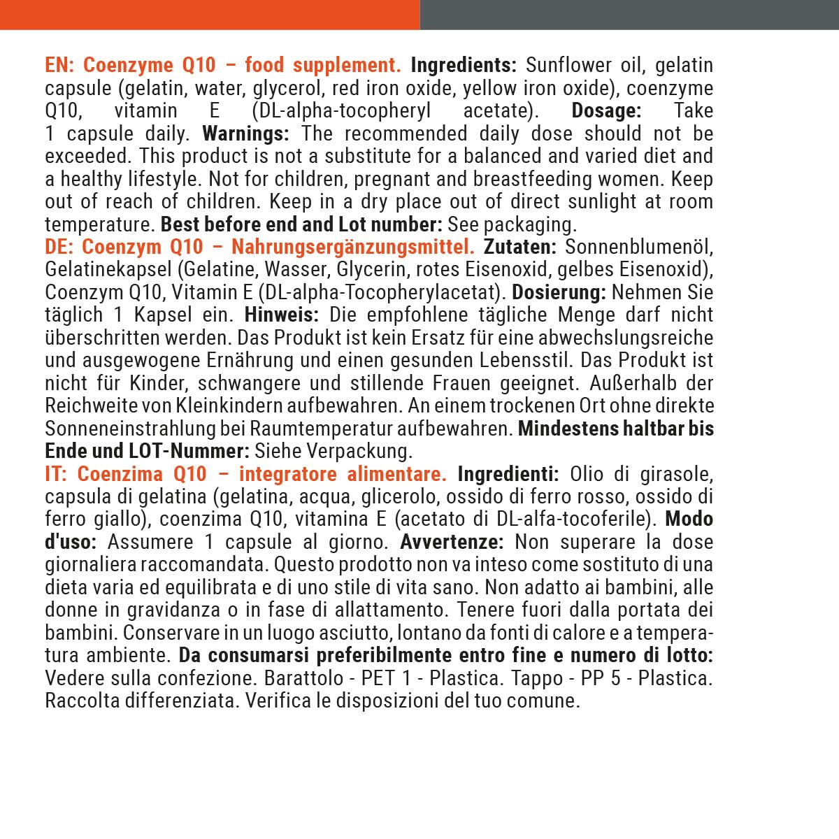 GymBeam Coenzima Q10, Integratore per l'Energia, Coenzima Q10 Ricco di Vitamina E, per Combattere lo Stress Ossidativo, Migliorare la Salute della Pelle e Performance Sportiva, in Compresse (60 cps)