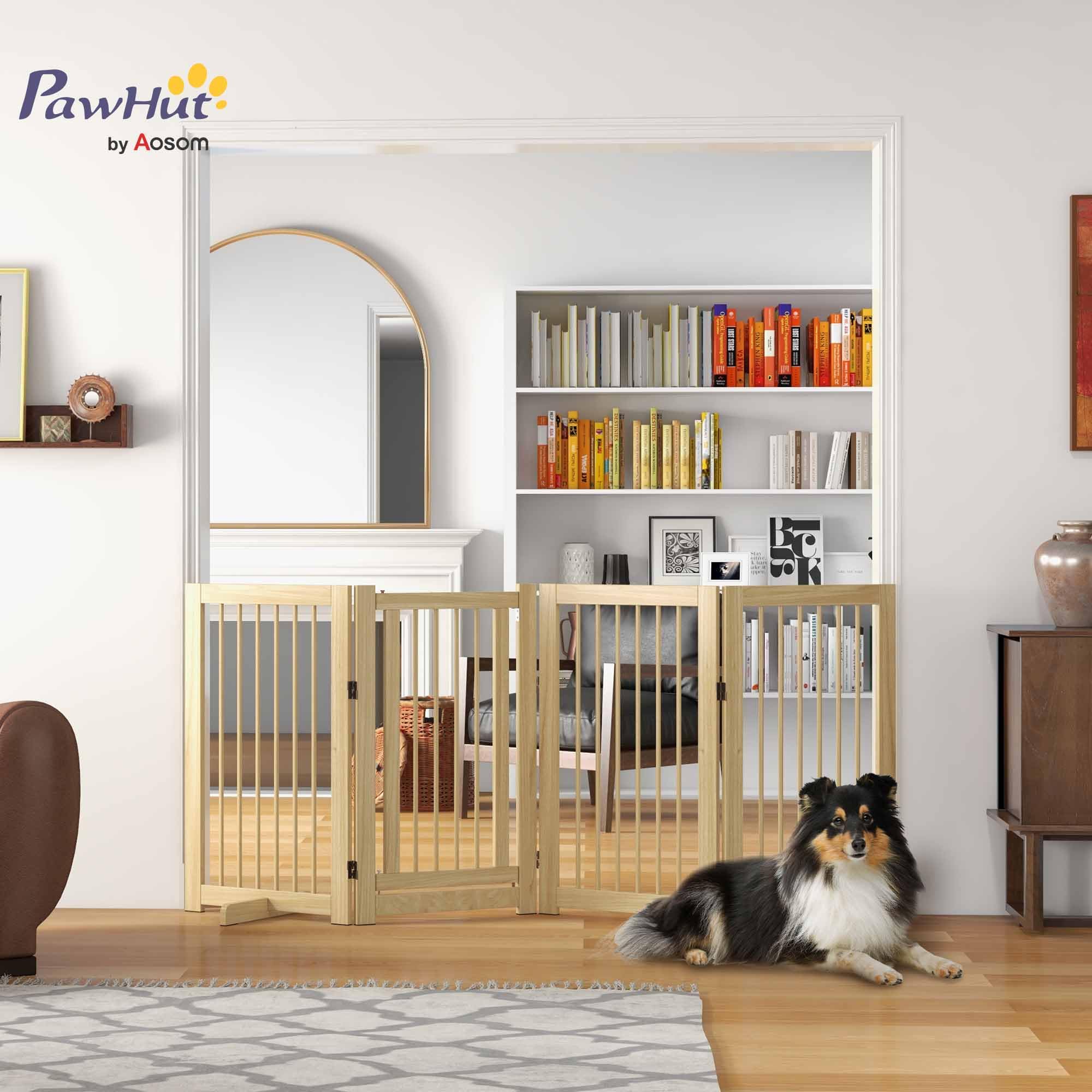 PawHut Griglia di Protezione Cane Autoportante 220 x 91 cm Legno