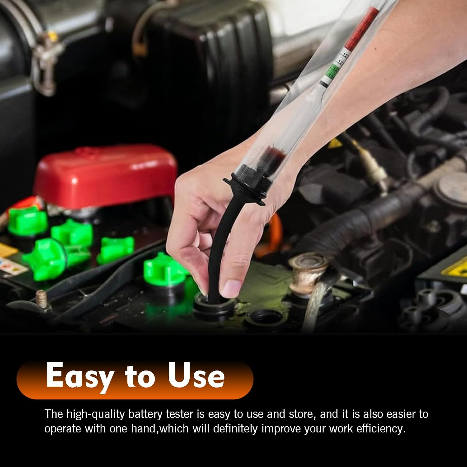 Car Battery Hydrometer, 1.100-1.300 Inhalation Type Electro-hydraulic Specific Gravity Meter, Professional Portable Rapid Testing Tool, for Most Vehicle Maintenance (Black) image 5