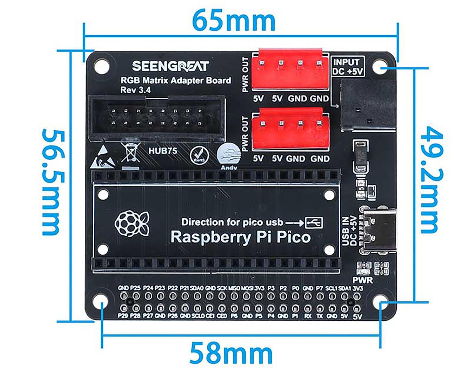 Pannello a matrice LED RGB Full Color 64 64 pixel per Raspberry Pi Raspberry Pi Pico ESP32 Ardui con scheda adattatore Directly Plug and Play