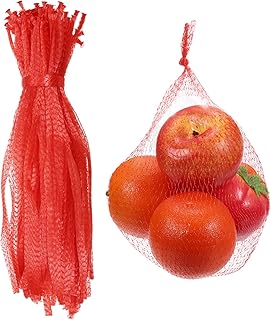 sourcing map 100 bolsas de malla reutilizables para productos agrícolas, 35 cm, lavables, bolsas de almacenamiento reutilizables para alimentos, frutas frescas, verduras, mariscos, color rojo, Red, 35