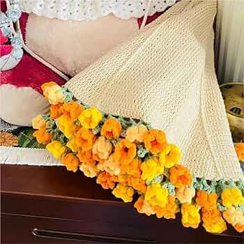 「マッシュルームガーデン」手編みブランケット マッシュルームガーデン」手編みブランケット インテリア・生活道具