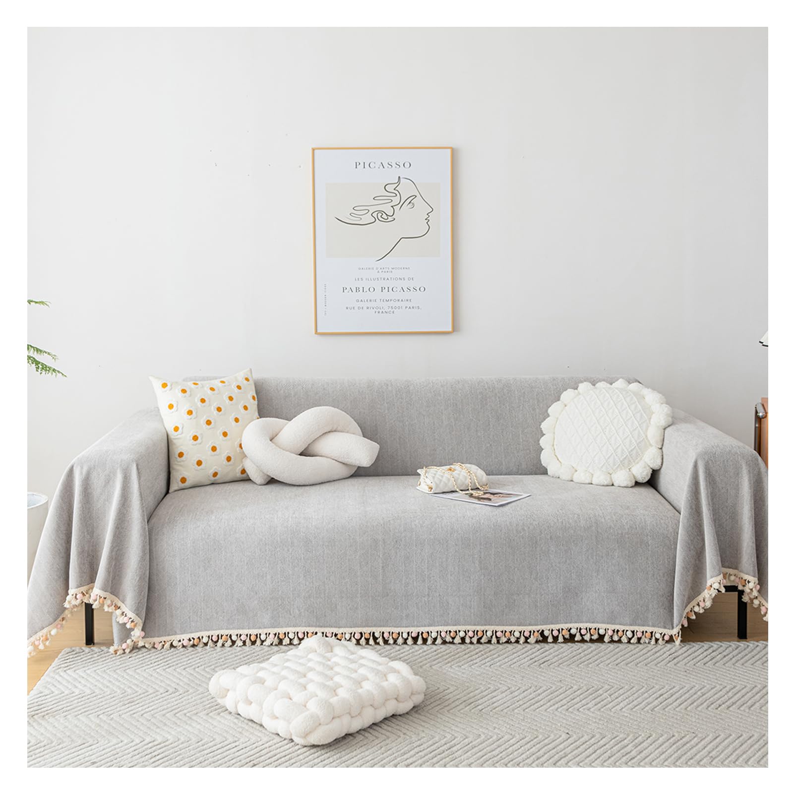 OREZAUQS Couch covers, urine proof couch cover,Sofa covers washable,couch cover blanket,Four Season Use Dust-Proof Sofa Towel Blanket (Grey,180 * 420 cm)
