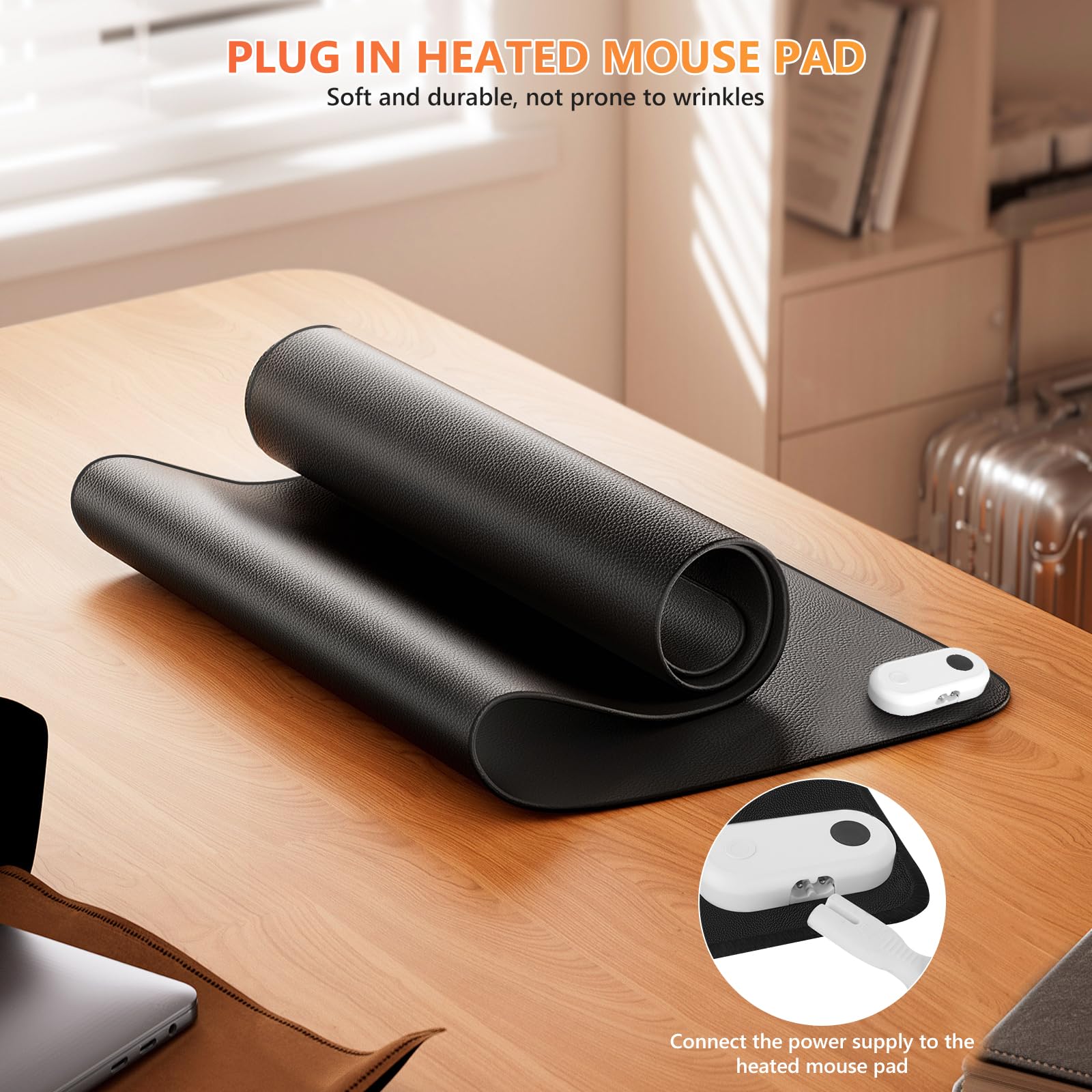 Tapis De Souris Chauffant Intelligent - 5 Niveaux De Température (30°C à 50°C), Arrêt Auto 4h - 80x33 Cm, Noir