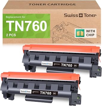 TN760 TN730 High Yield Toner Compatible with Brother MFC-L2710DW 2 Pack | TN760 TN-760 Toner | MFC-L2710DW | MFC-L2750DW | HL-L2350DW | HL-L2370DW | HL-L2395DW | HL-L2390DW | DCP-L2550DW | Smart Chip