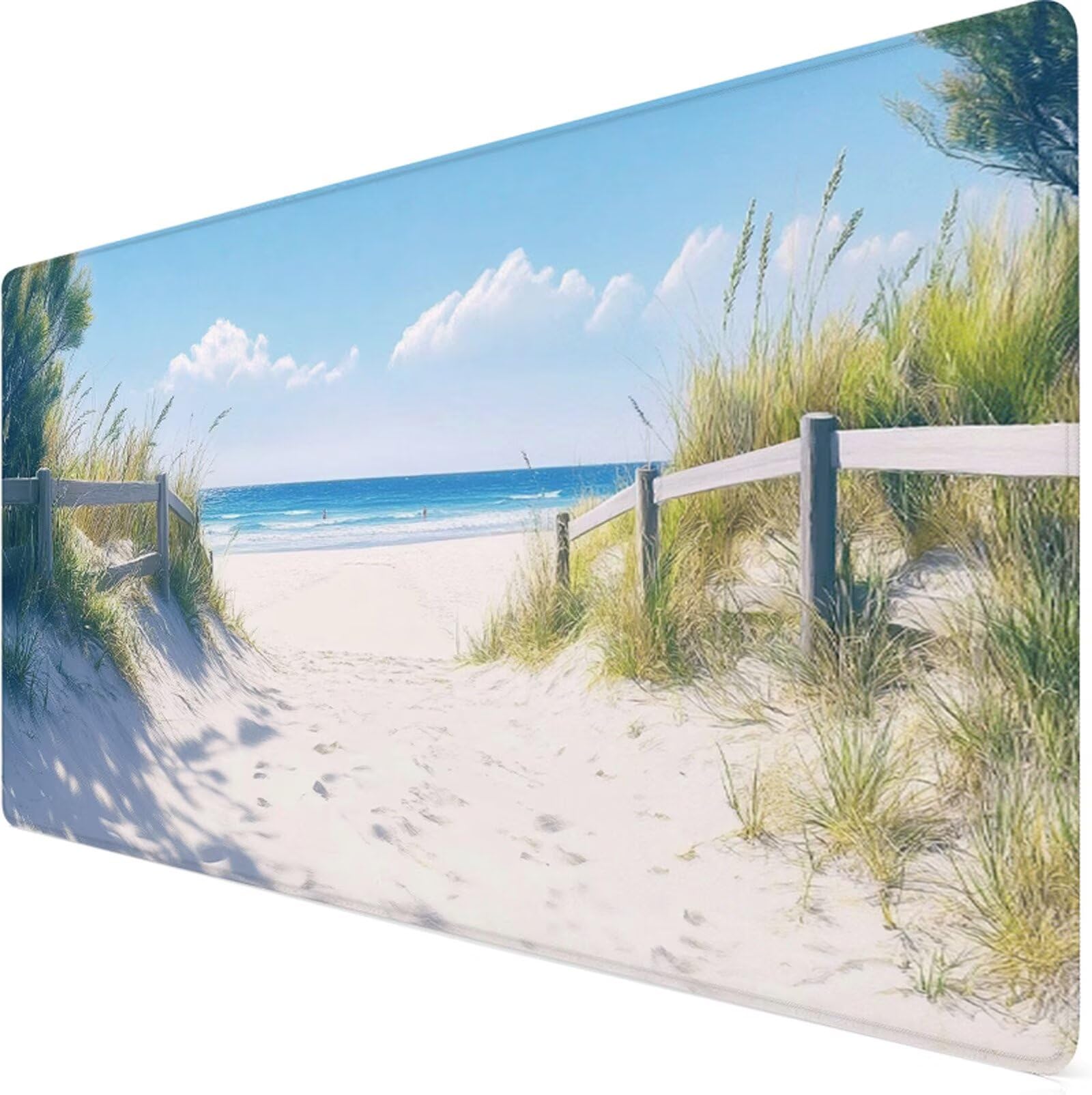 Podkładka pod mysz XXL 1200x400x3mm Podkładka pod mysz plażową podkładka pod mysz ocean poprawia precyzję i szybkość, wodoodporne antypoślizgowe, szyte krawędzie, akcesoria do gier, komputer, prezent