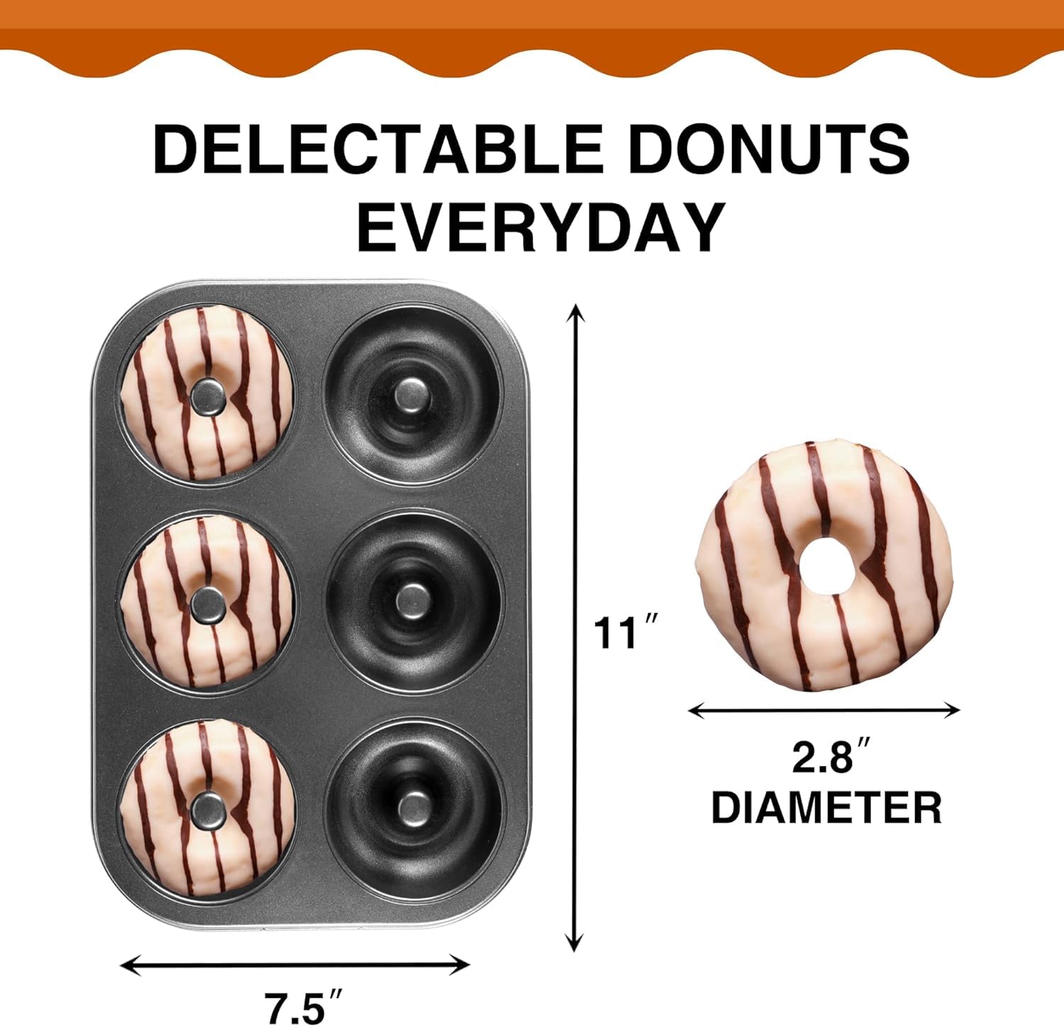CURATED CART Donut Mould for Baking, 6 Cavity Donut Pan, Suitable for Microwave, OTG Oven, Dishwasher Safe, SGS Certified Quality (Pack of 1)