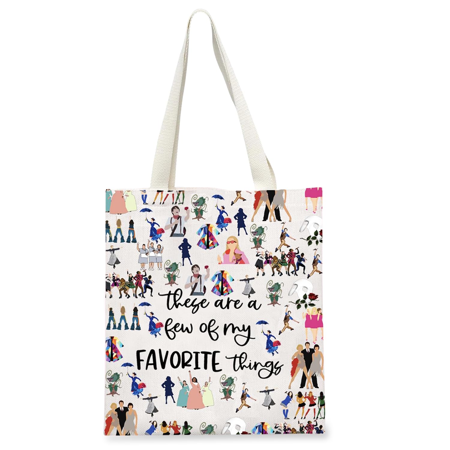 Broadway Musical Theatre Gifts Tote Bags with Inner Pocket Musical Theatre Actor Actress Tote Bag Drama Theatre Gift Musical Lover Shoulder Bag Broadway Fan Canvas Tote Bag Broadway Mudical Lover Gift