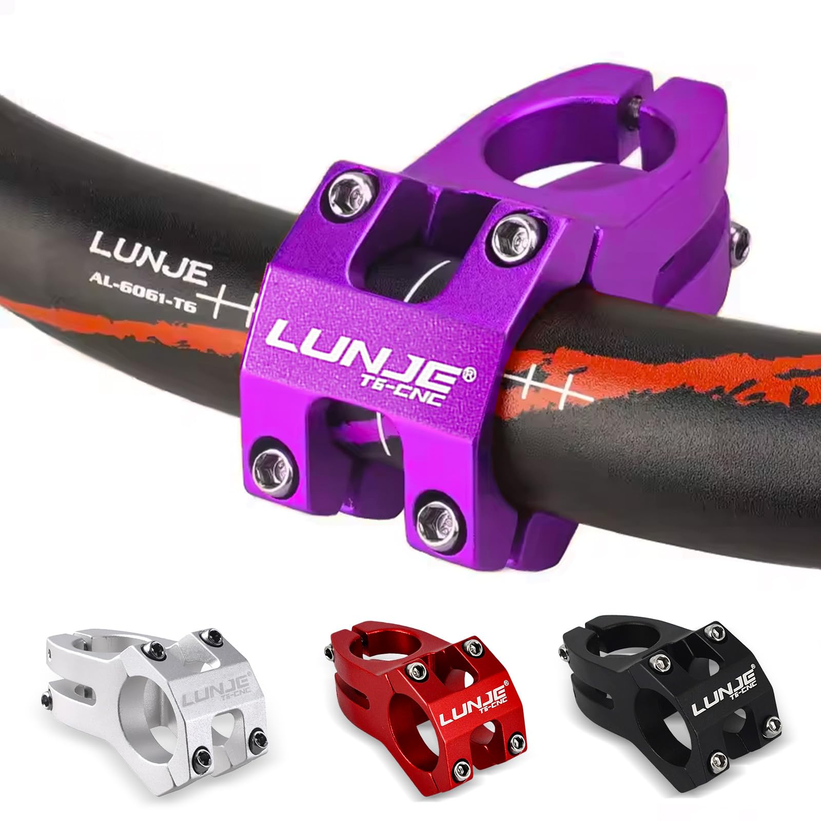 Mountain bike stem - durable lightweight alloy bike stem, The stem is suitable for most bicycles, road bikes, mountain bikes, BMX bikes, fixed gears, and other bicycles (Purple)