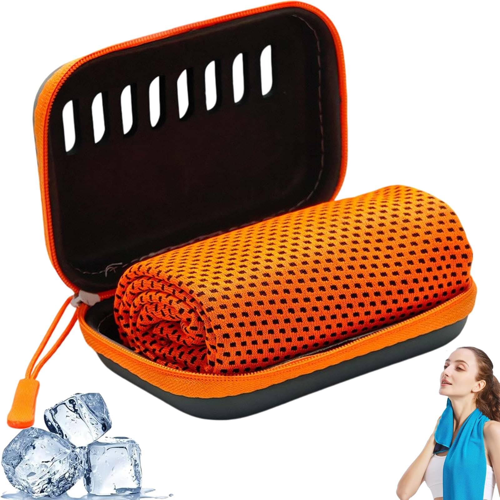 Cooling Towels, Cooling Towels for Hot Weather, 30x80 cm Breathable Instant Quick Drying Ice Cool Microfibre Towel, Cool Towels for Extreme Heat for Gym Workout Running Yoga Camping (Orange, A)