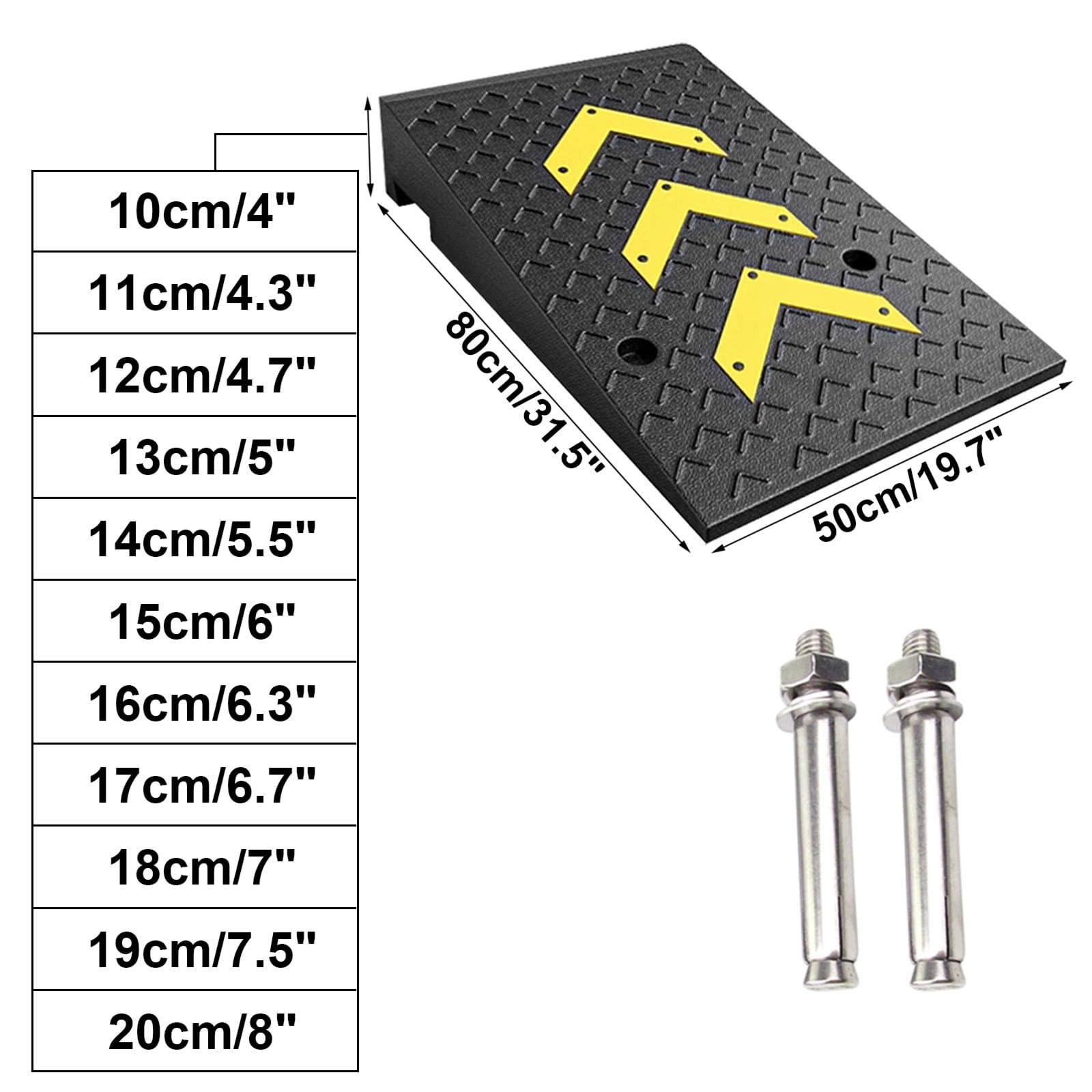 Rampas portátiles para bordillos, rampas de Goma para bordillos, rampas de umbral Resistentes, rampas portátiles para Puertas de sillas de Ruedas, Scooters de Movilidad, aceras de