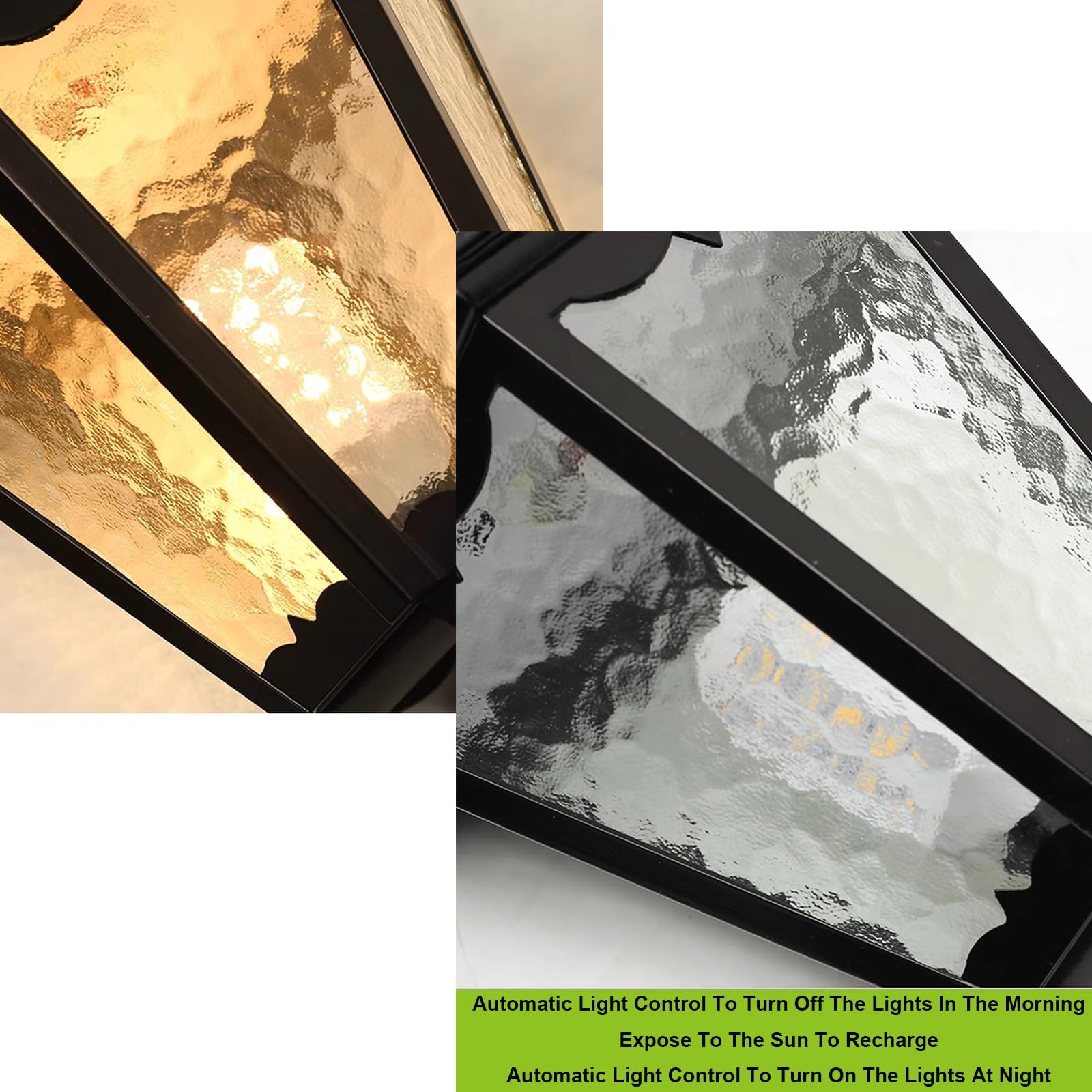 DOSSAE Lámpara de pie Estilo rústico,Faroles Exterior Jardin,Farola,pie lámpara de Aluminio fundida lámpara,Pantalla de Cristal,Poste de luz Iluminación para Entrada, jardín.