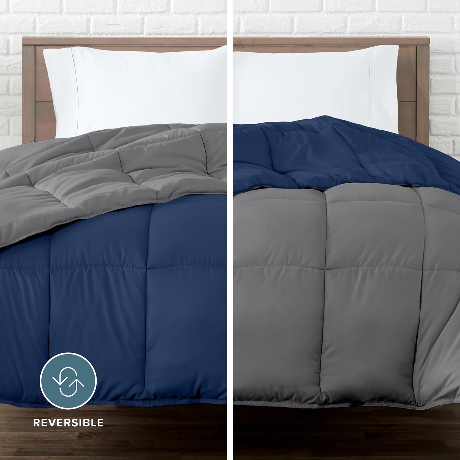 Bare Home Comforter - Twin/Twin Extra Long - Reversible Colors - Goose Down Alternative - Ultra-Soft - Premium 1800 Series - All Season Warmth - Bedding Comforter (Twin/Twin XL, Dark Blue/Grey) - Image 2