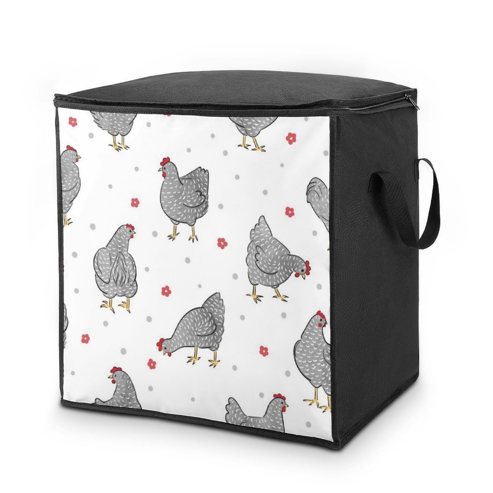 Wlntrophic 70L Storage Bags, Cute Chicken Storage Box with Lid Zipper And Handles, Clothes Bags for Quilt, Blankets, Bedding
