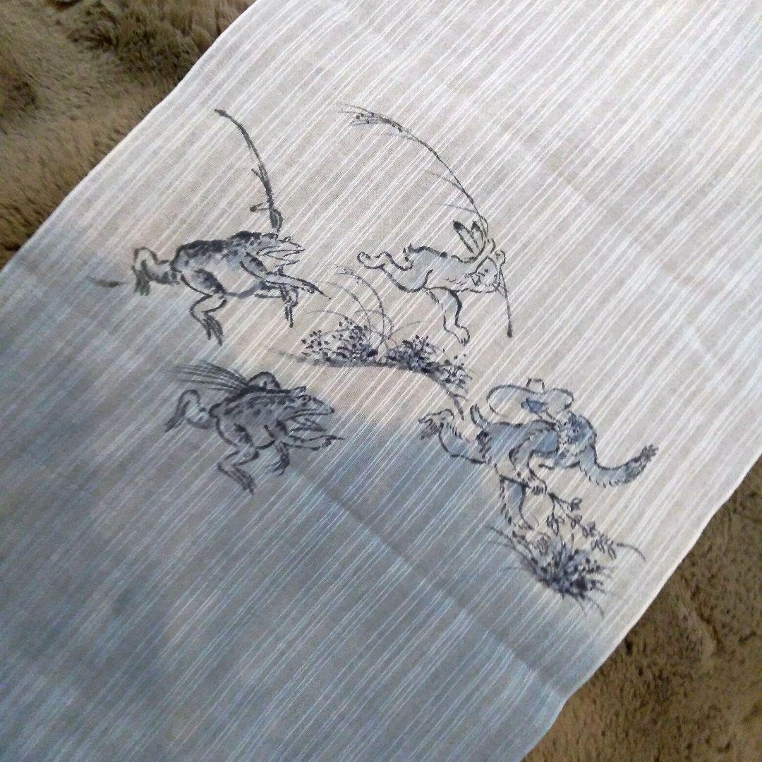 Amazon.co.jp: ストール 『鳥獣戯画 腕くらべ 弓矢 他』 水墨画家