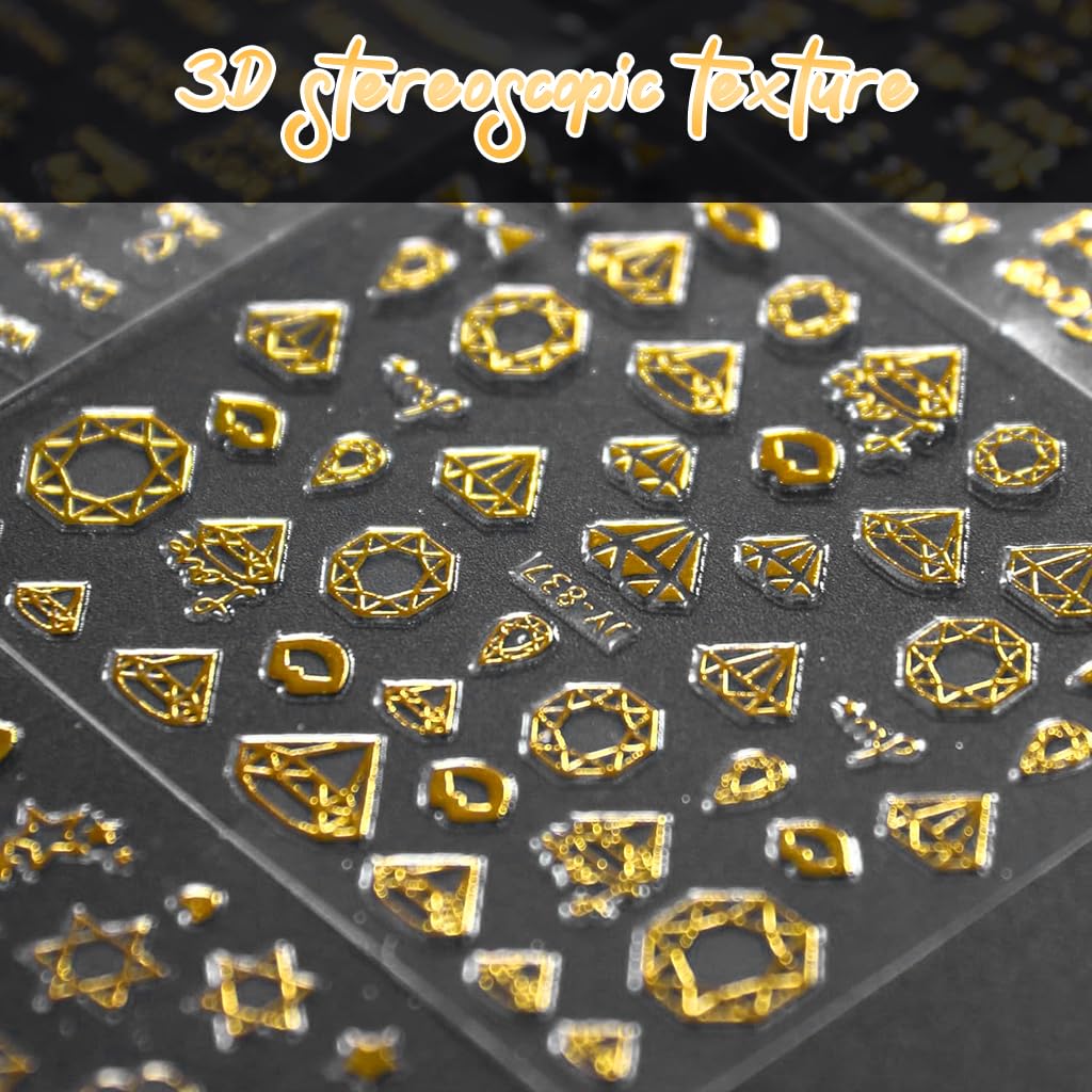 MAYCREATE® Gold Line 3D Nail Art Stickers, 30 Sheets, Self-Adhesive Decals 2