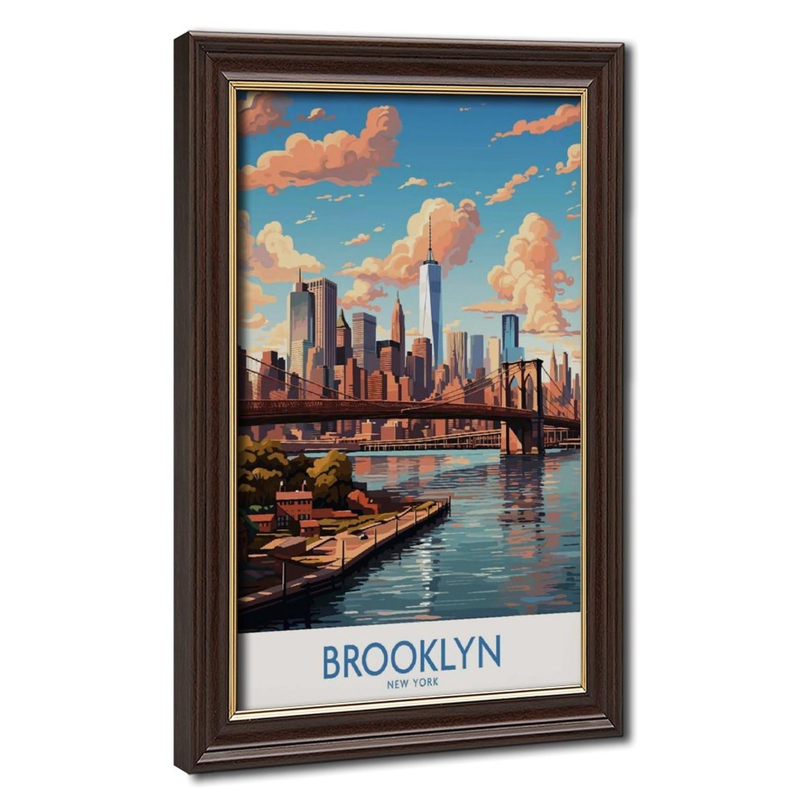 Bareronor Mokume Gane Frame-Style Brooklyn Poster Canvas Poster For Bedroom Decor Gift