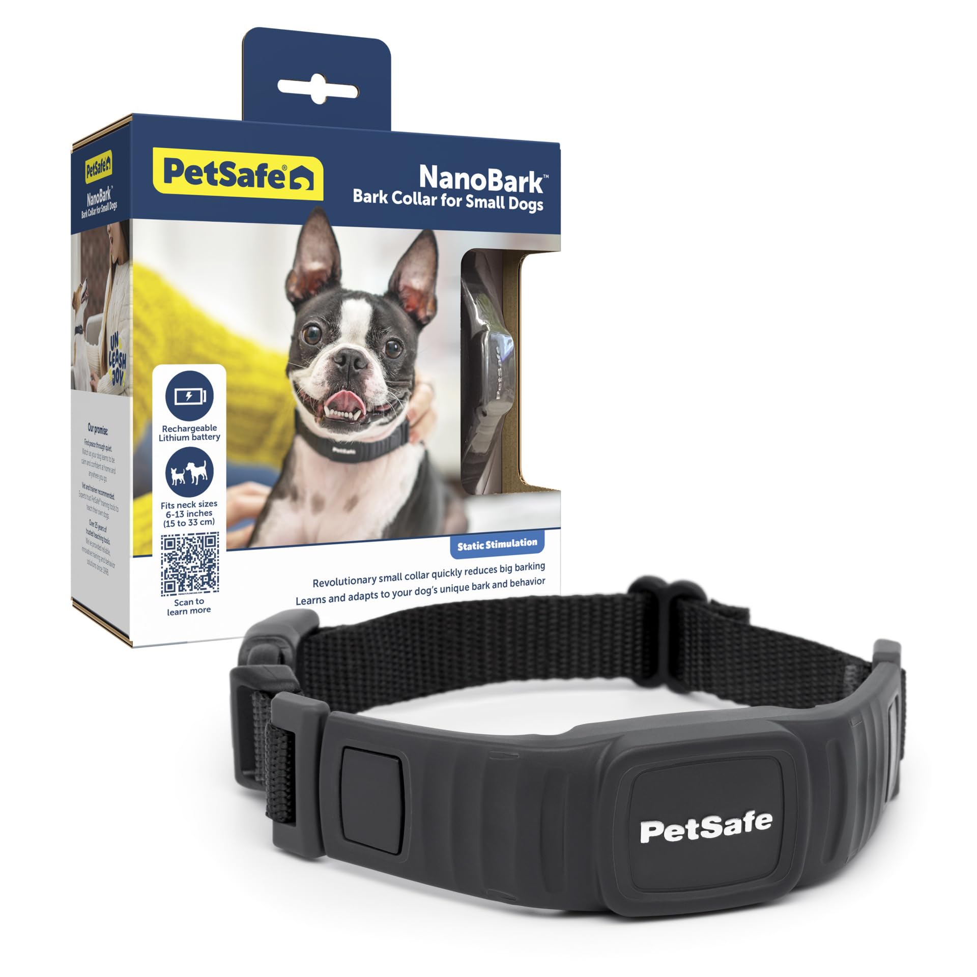 NanoBark Collar - Long-Lasting Lightweight Mini Bark Deterrent Collar with Multiple Static Stimulation Levels - Customizable & Easy-to-Use - Waterproof & Rechargeable