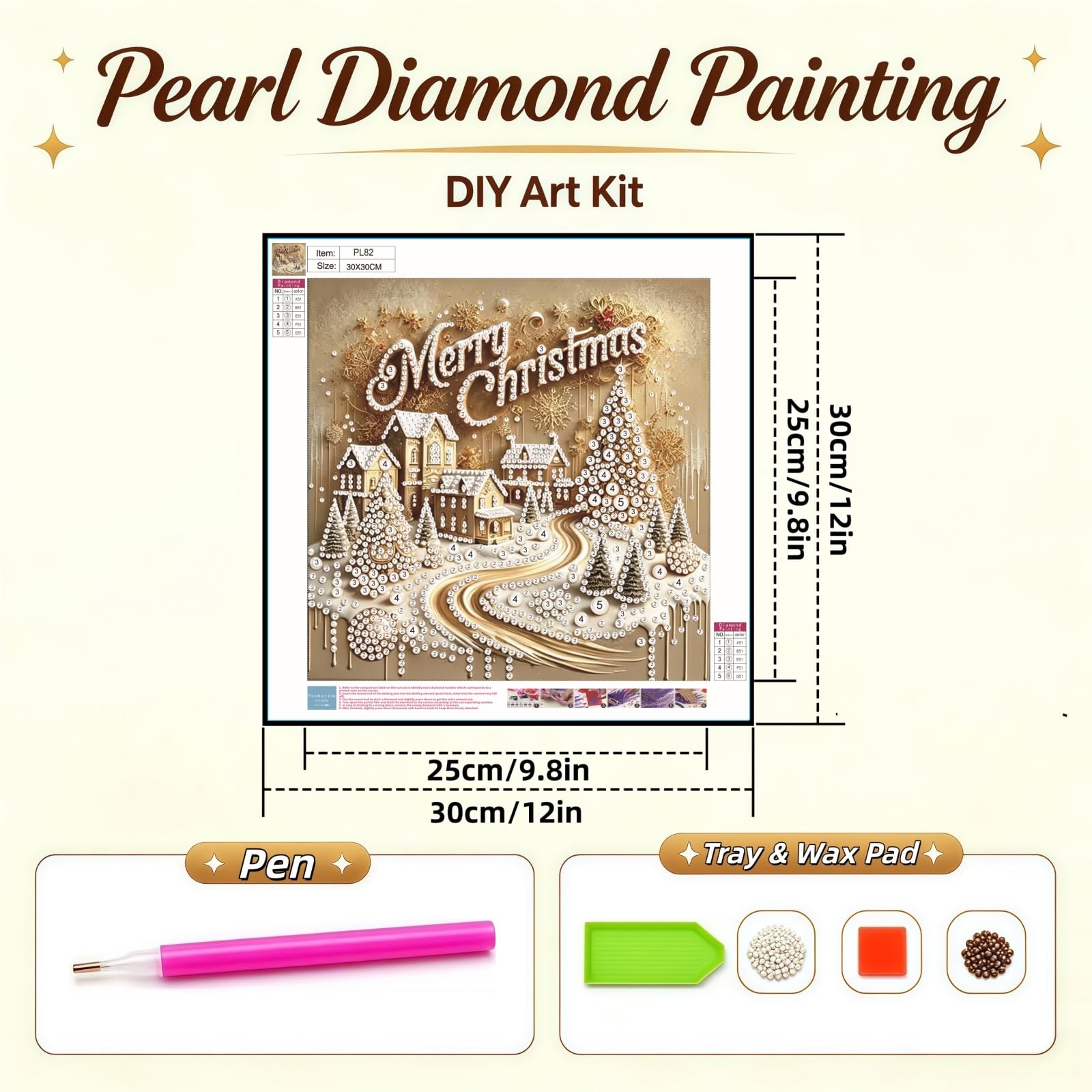 5D Diamond Art Kits - Merry Christmas Pearl -5