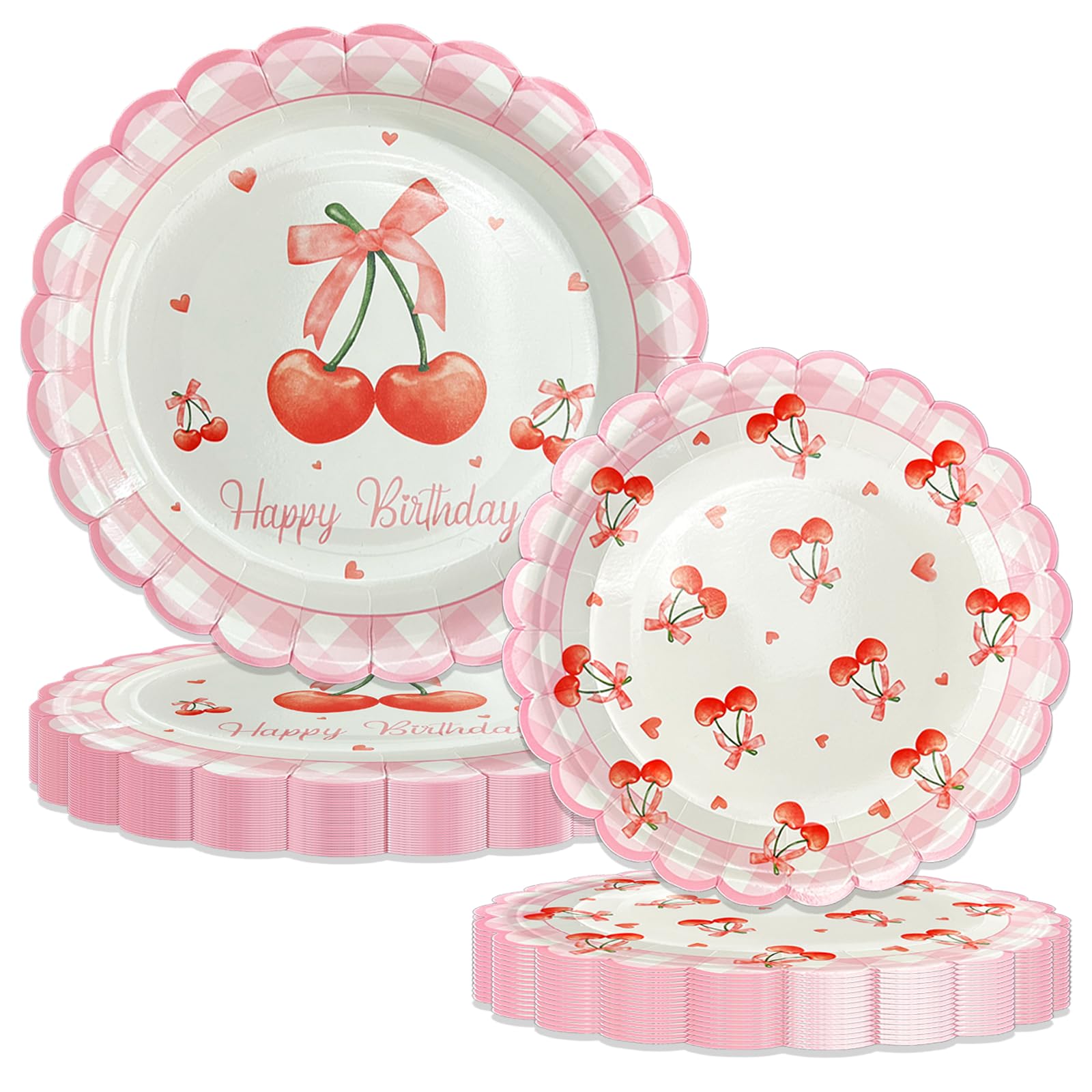 Cherry On Top Birthday Party Decorations Supplies, 40 Pcs She's The Cherry On Top Decorations Plates Set for Baby Shower