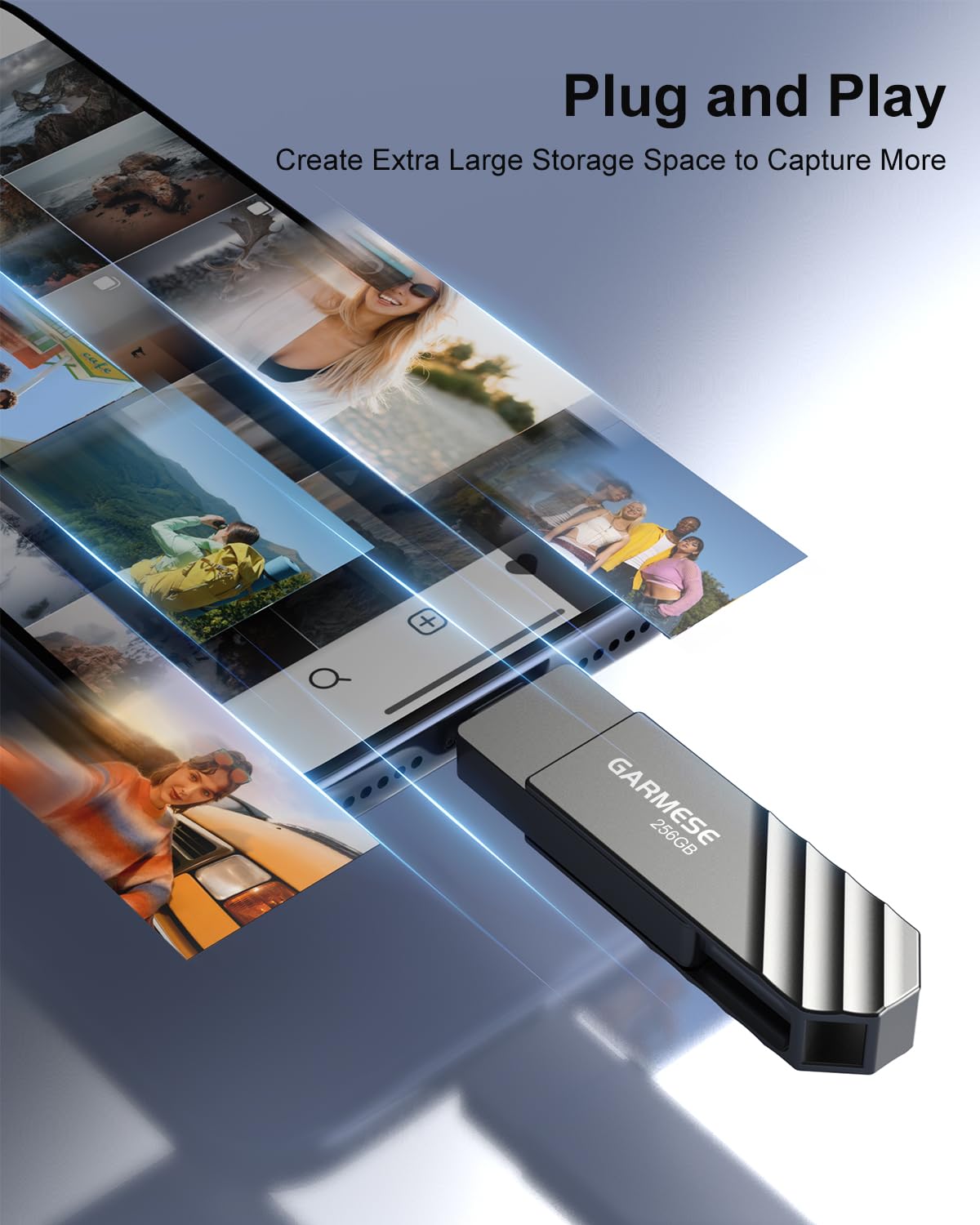 Unidad flash USB C de 256 GB, velocidad de lectura de hasta 150 MB/s USB 3.2 Gen 1, unidad de pulgar de alta velocidad, Plug and Play, memoria de doble puerto compatible con teléfonos