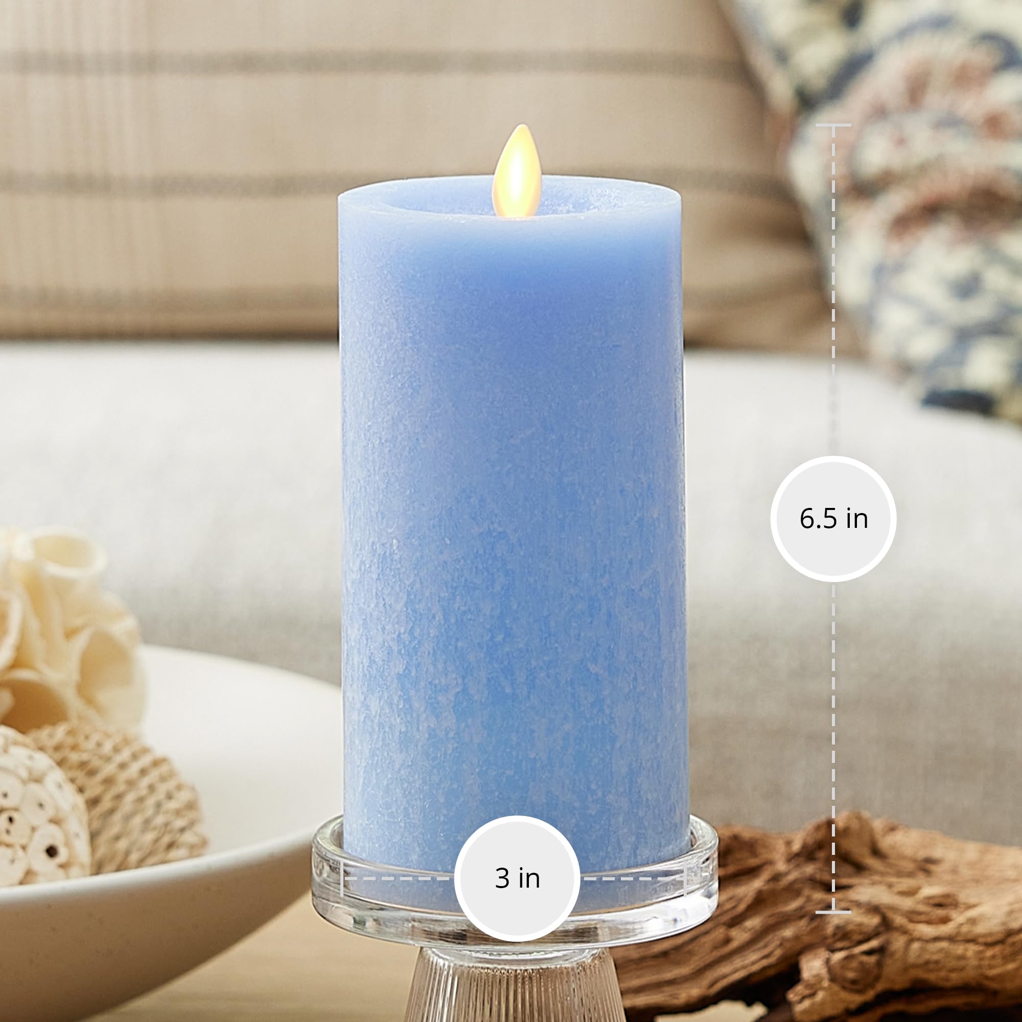 Amazon.com: Luminara Sea Glass Flameless Candle, Cornflower 3
