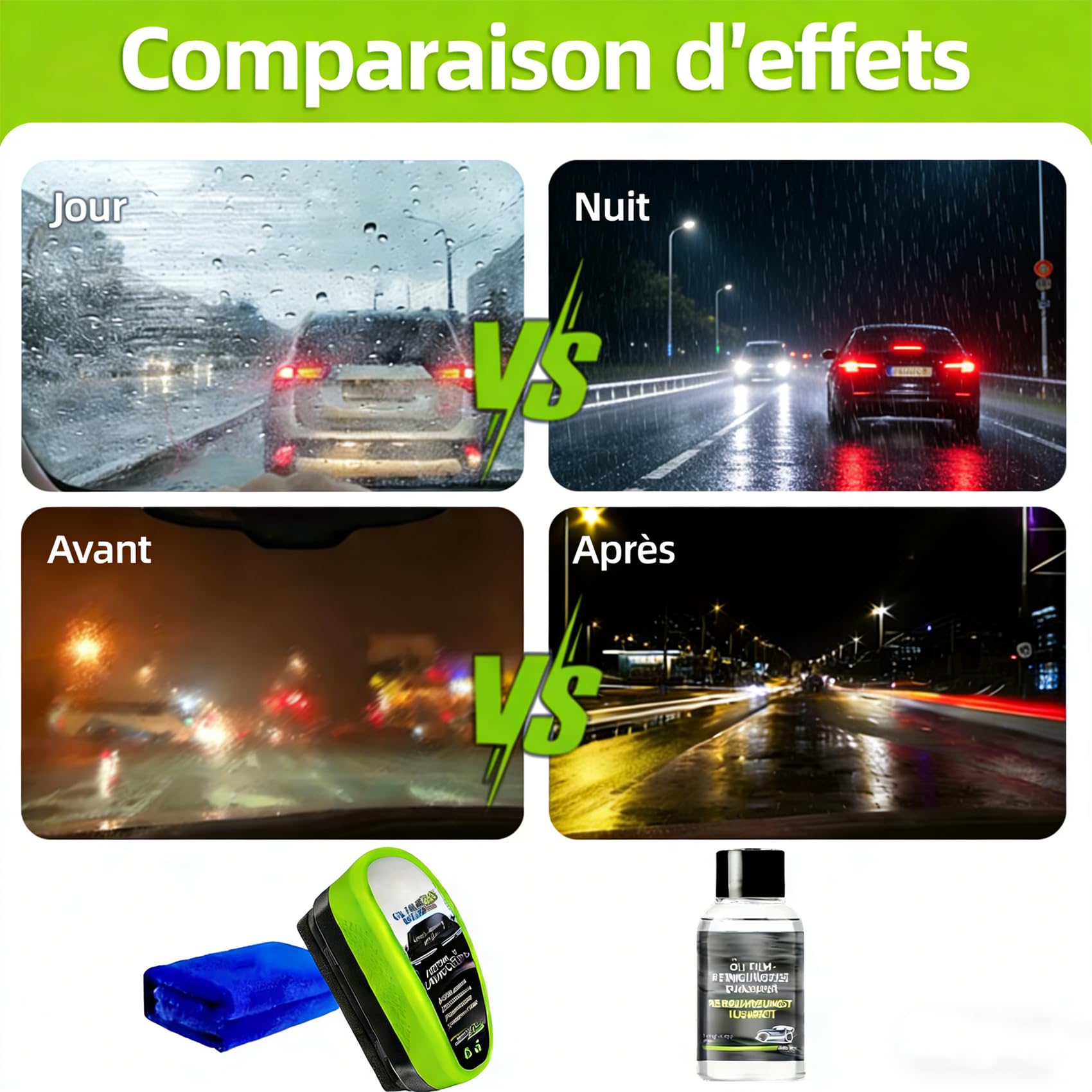 Pure Sight Nettoyant Pare Brise, Gl170 Pro Nettoyeur Vitre Voiture, Nettoyant Vitre Voiture, Longue DuréE, AméLiore La Clarté Et La Visibilité De (3 pièces)