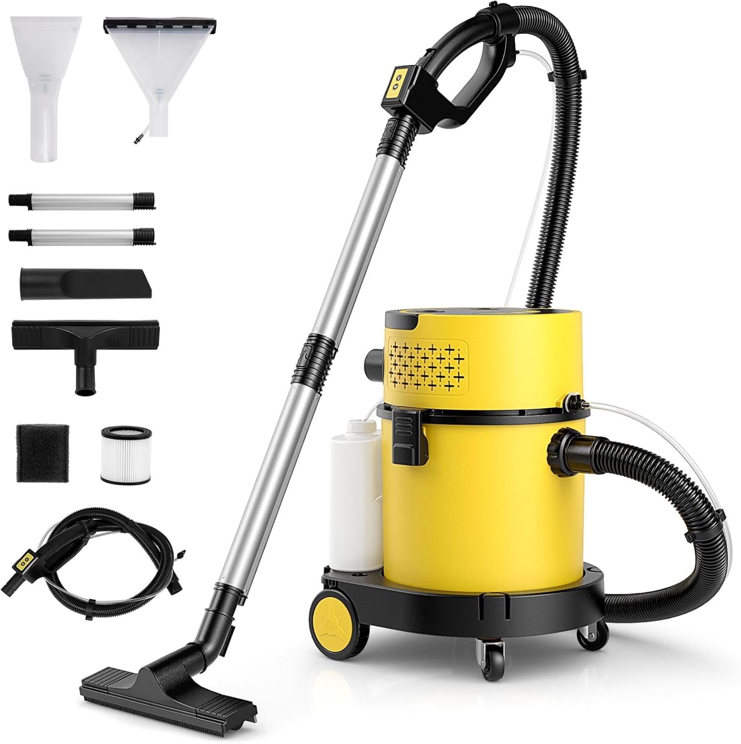 FANTASK Aspirador de 1200 W en seco húmedo 4 en 1, aspiración de Eje portátil, succión de 17 KPA, aspiradora Industrial con 20 l + depósito y Accesorios de 4 l