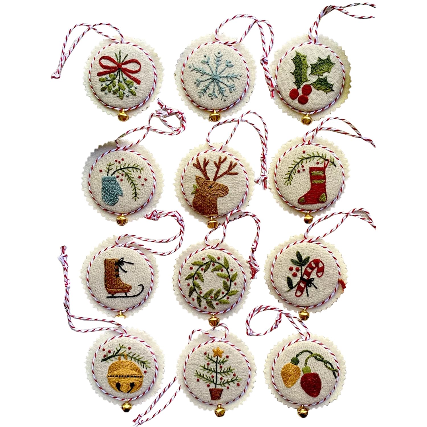 GALER Jolly and Bright Christmas Embroidery Kits, Embroidery Christmas Ornaments Kits, Hand Embroidery Kits Embroidery Christmas Decorations, Christmas Embroidery Kits for Adults and Beginners, B